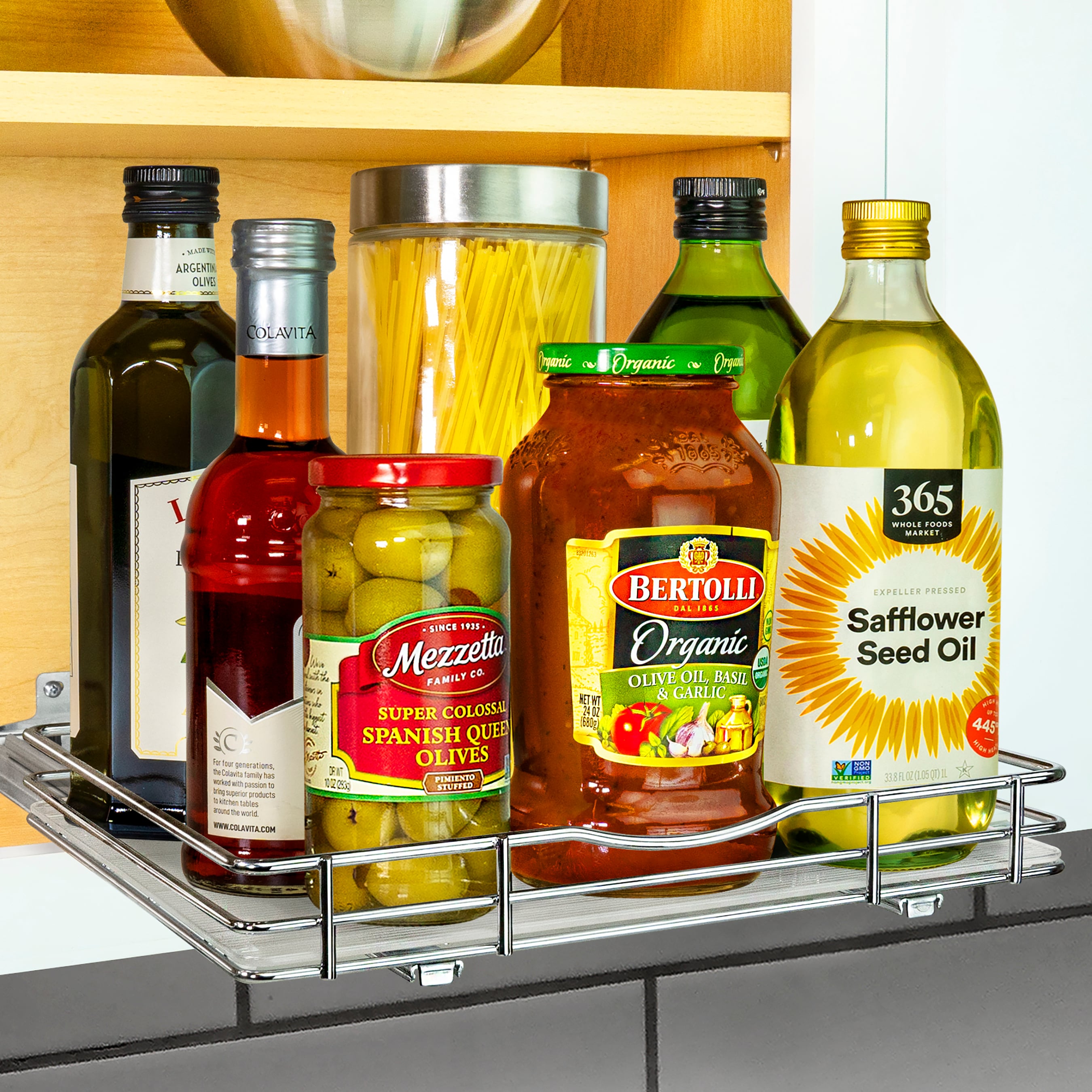 Lynk Professional Spice Rack Slide Out Cabinet Organizer - Chrome