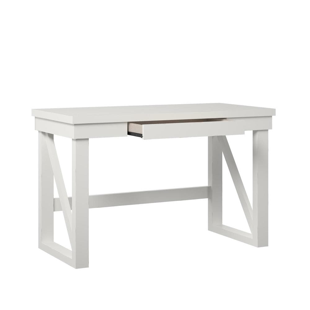Crestwood Transitional White Painted Wood Computer Desk with Drawer