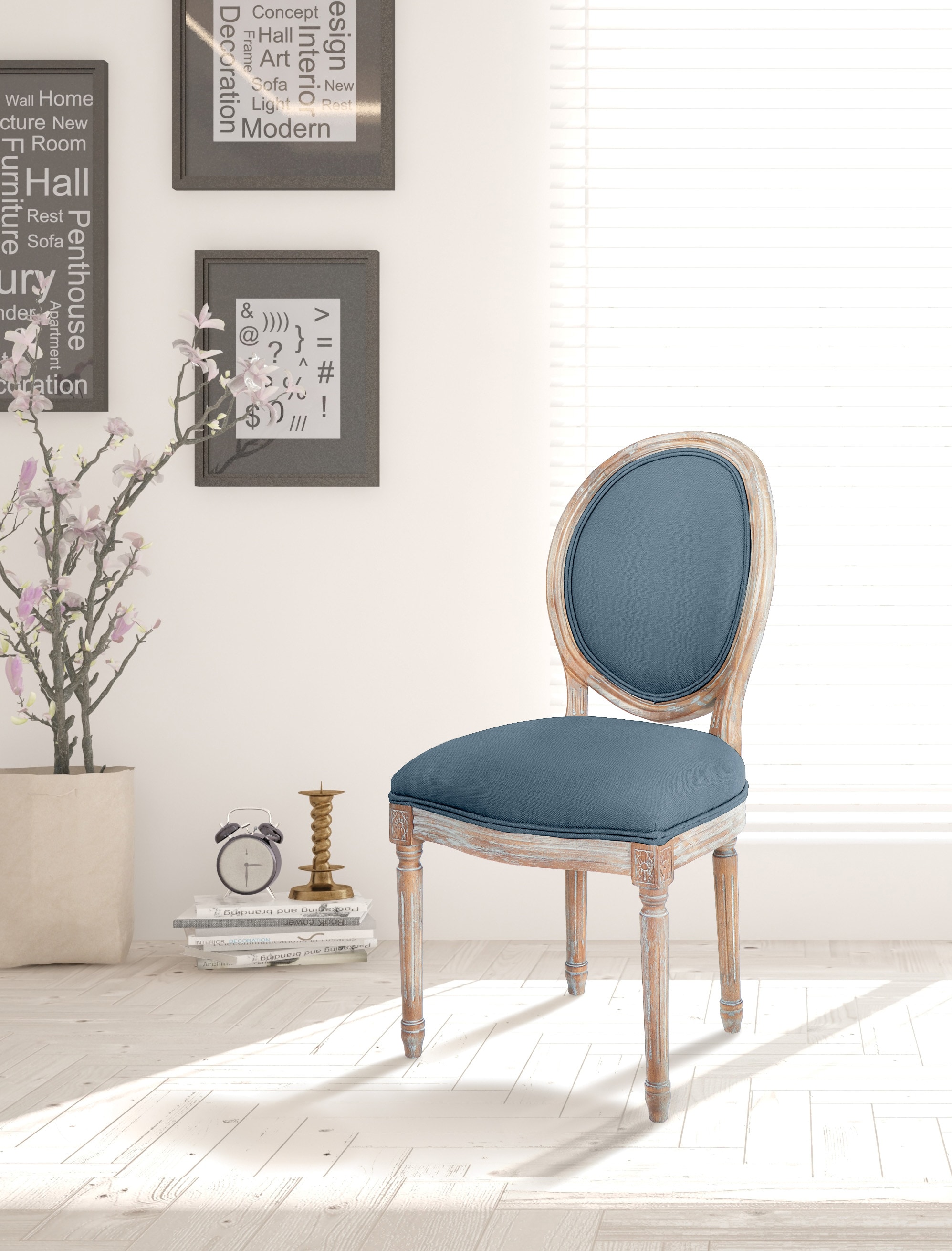 OSP Home Furnishings LLA-K14 Contemporary/Modern Polyester/Polyester Blend Dining Side Chair (Wood Frame)