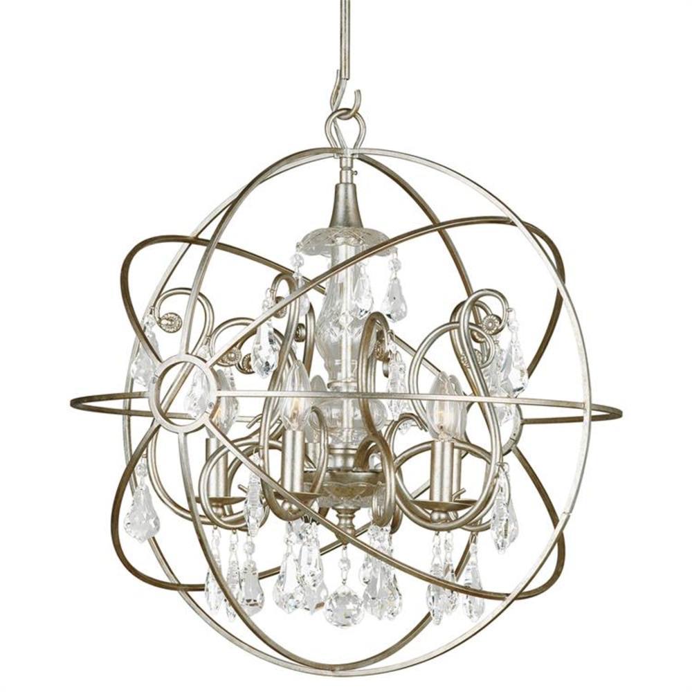 Crystorama 9026-OS-CL-S is 5-Light Brushed Steel Transitional Damp Rated Chandelier