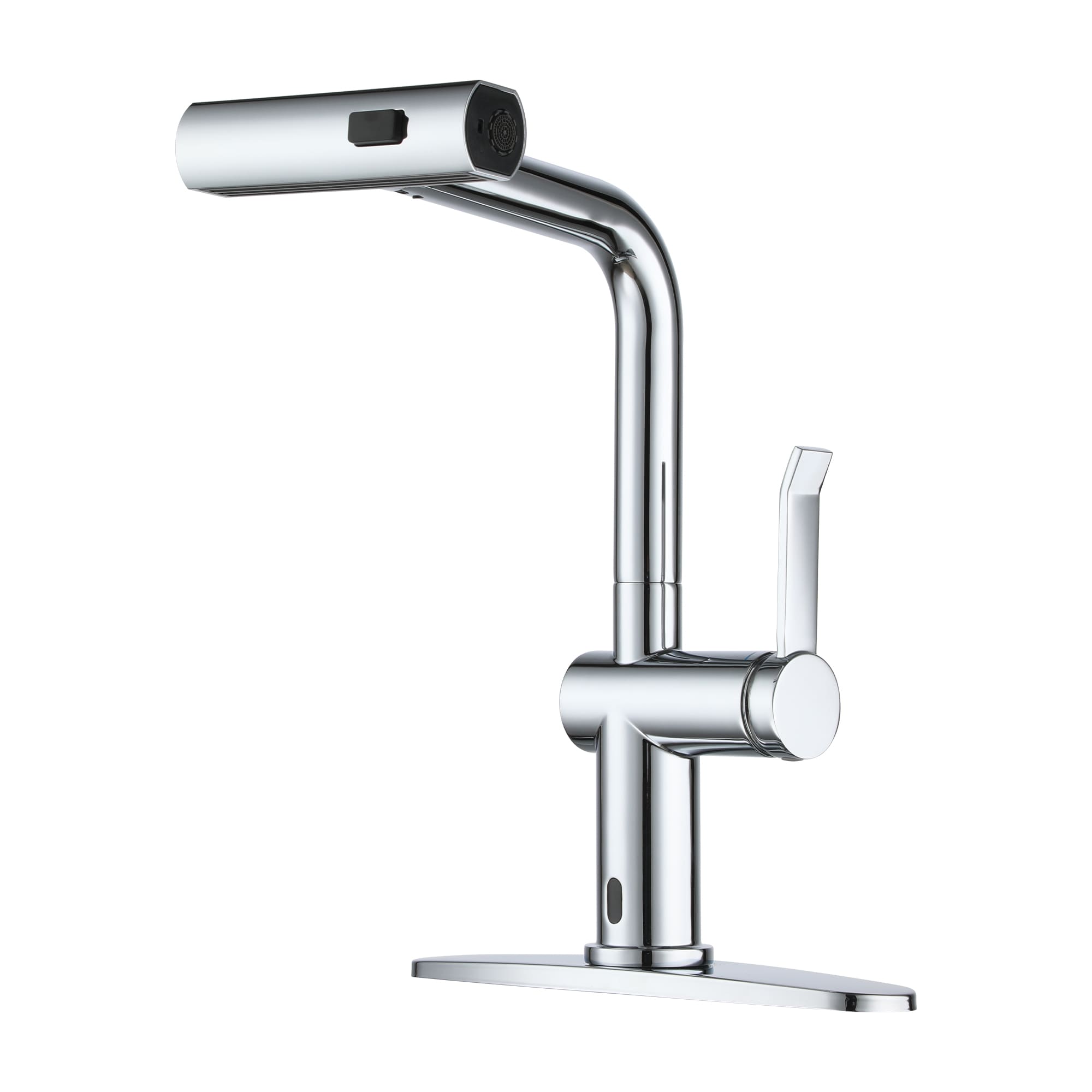 CASAINC KCLT0061CP Touchless Motion Sensor Chrome Single Handle Deck-mount Touchless Pull-out Kitchen Faucet with Sprayer ( Deck Plate Included )
