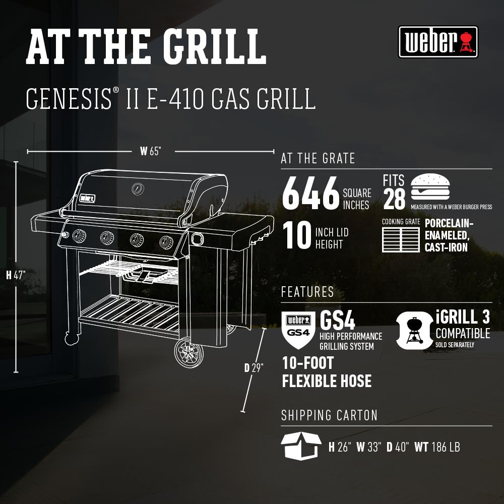 Barbecue a gas Weber Genesis® II E-410 GBS cod. 62051129 smoke grey