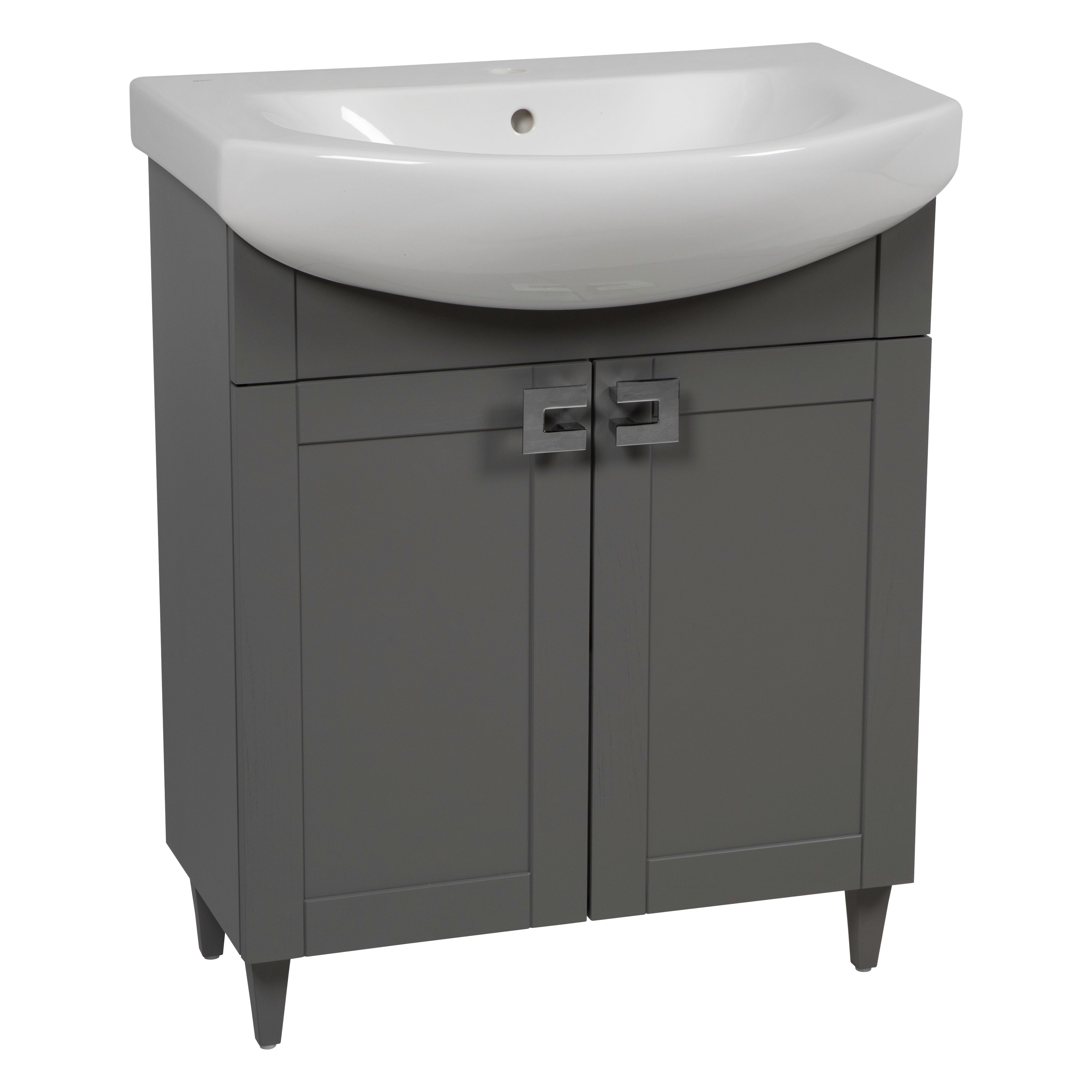 Bath Oasis Modern Free standing Bathroom Vanity with Washbasin - Woodmix Gray Matte Collection - Non-Toxic Fire-Resistant MDF-26-Olimpia White Matte 26