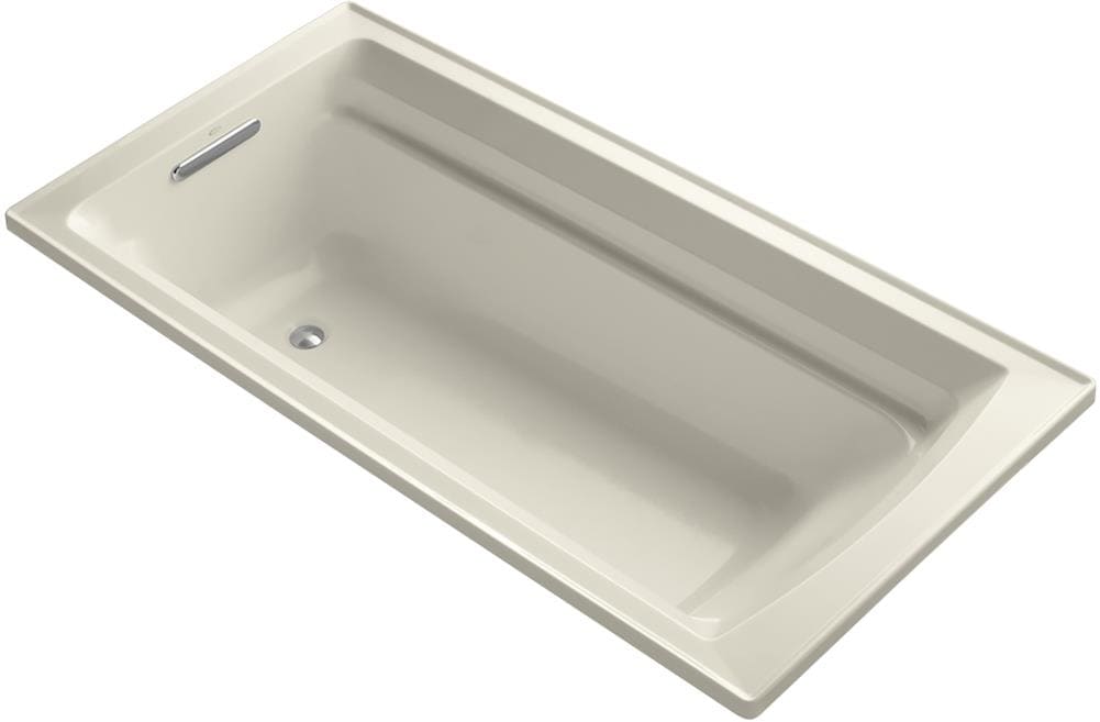 Kohler Archer 36 In W X 72 In L Almond Acrylic Rectangular Reversible Drain Drop In Bathtub In 2887