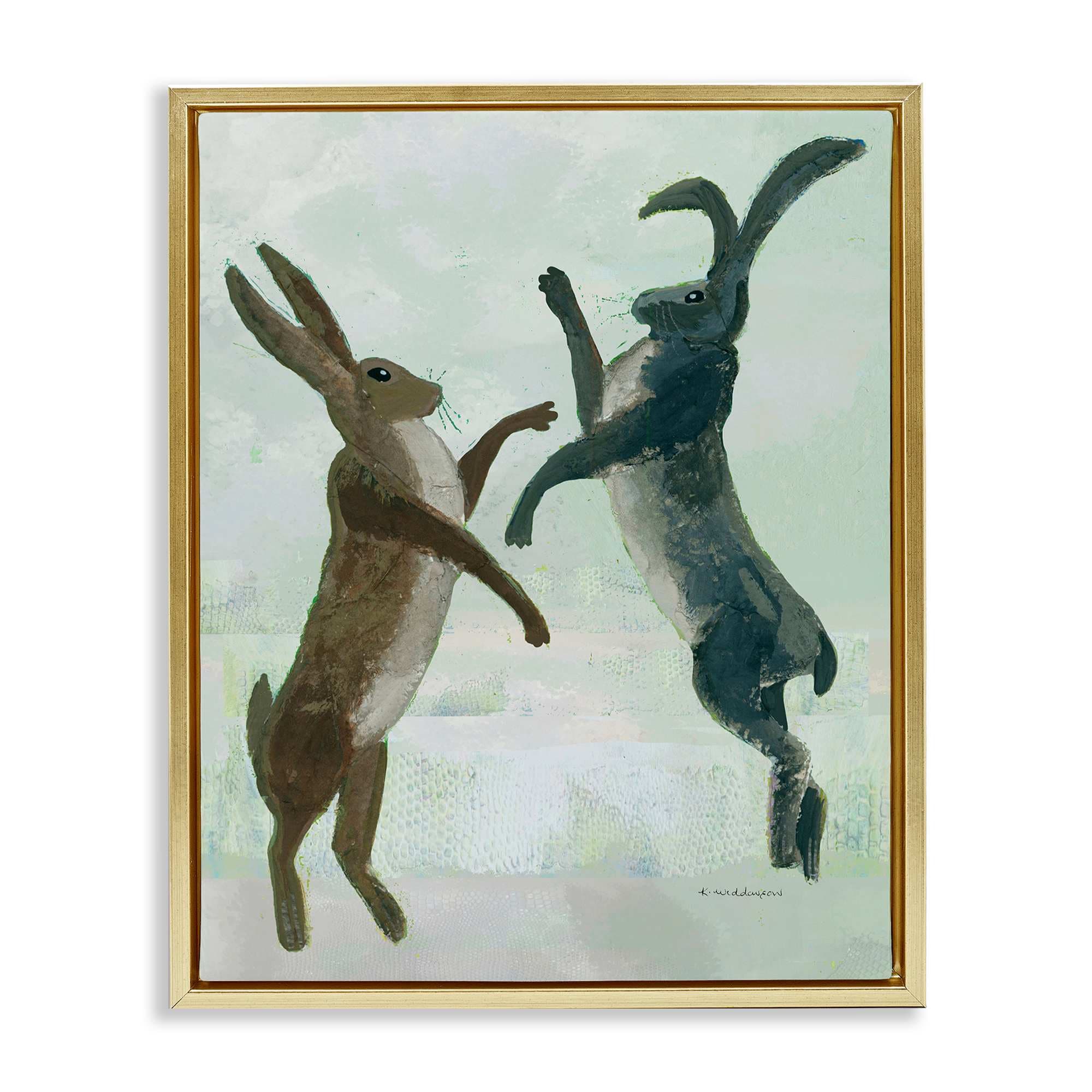Stupell Industries BT-205-FFG-24X30 Rustic Boxing Hares Floating Frame design by Kay Widdowson