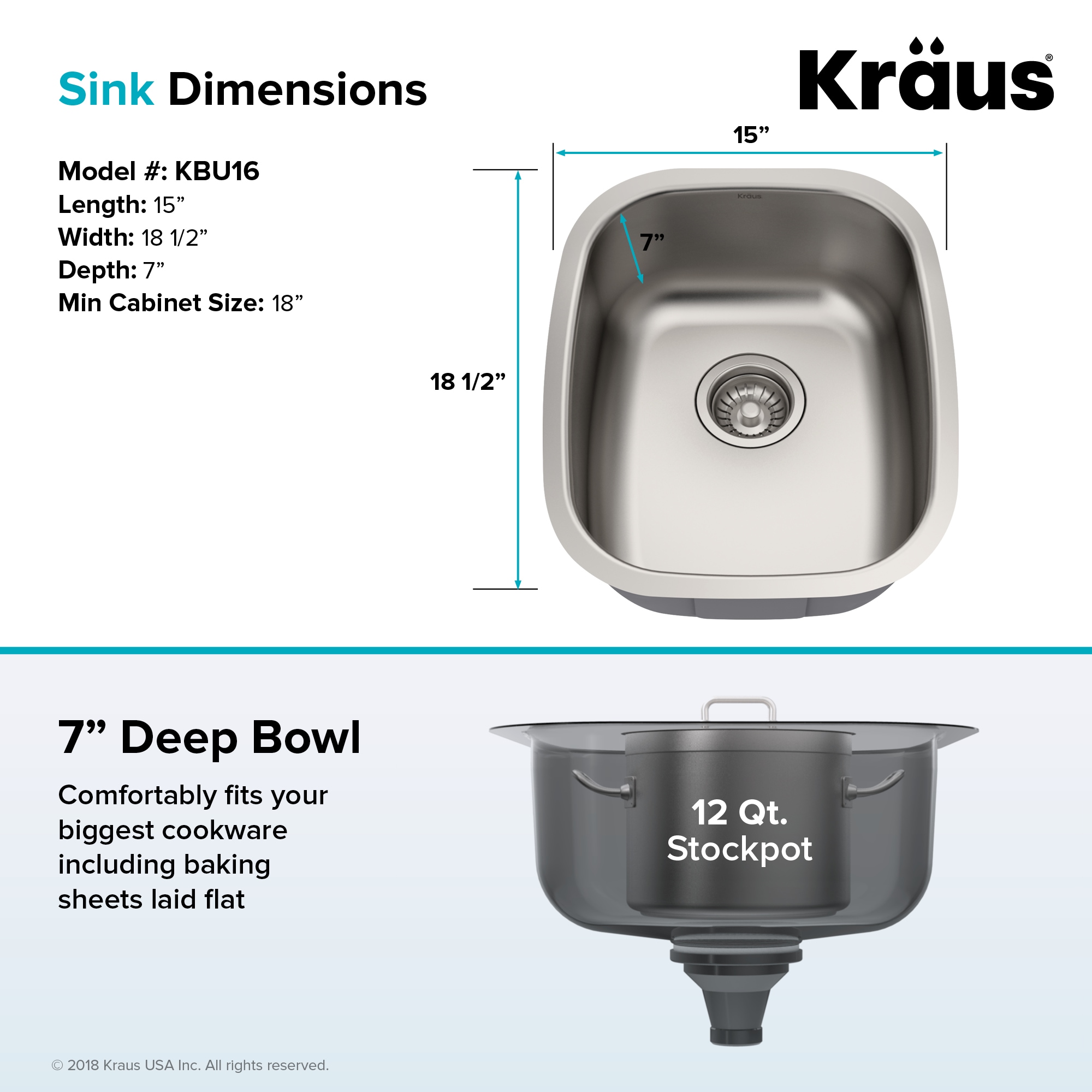 15-Inch Satin Stainless Steel Undermount Single Bowl Sink
