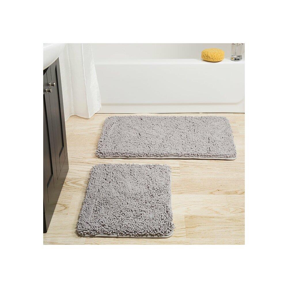 Lavish Home Lavish Home Memory Foam Shag Bath Mat Grey 2 Piece At 9548