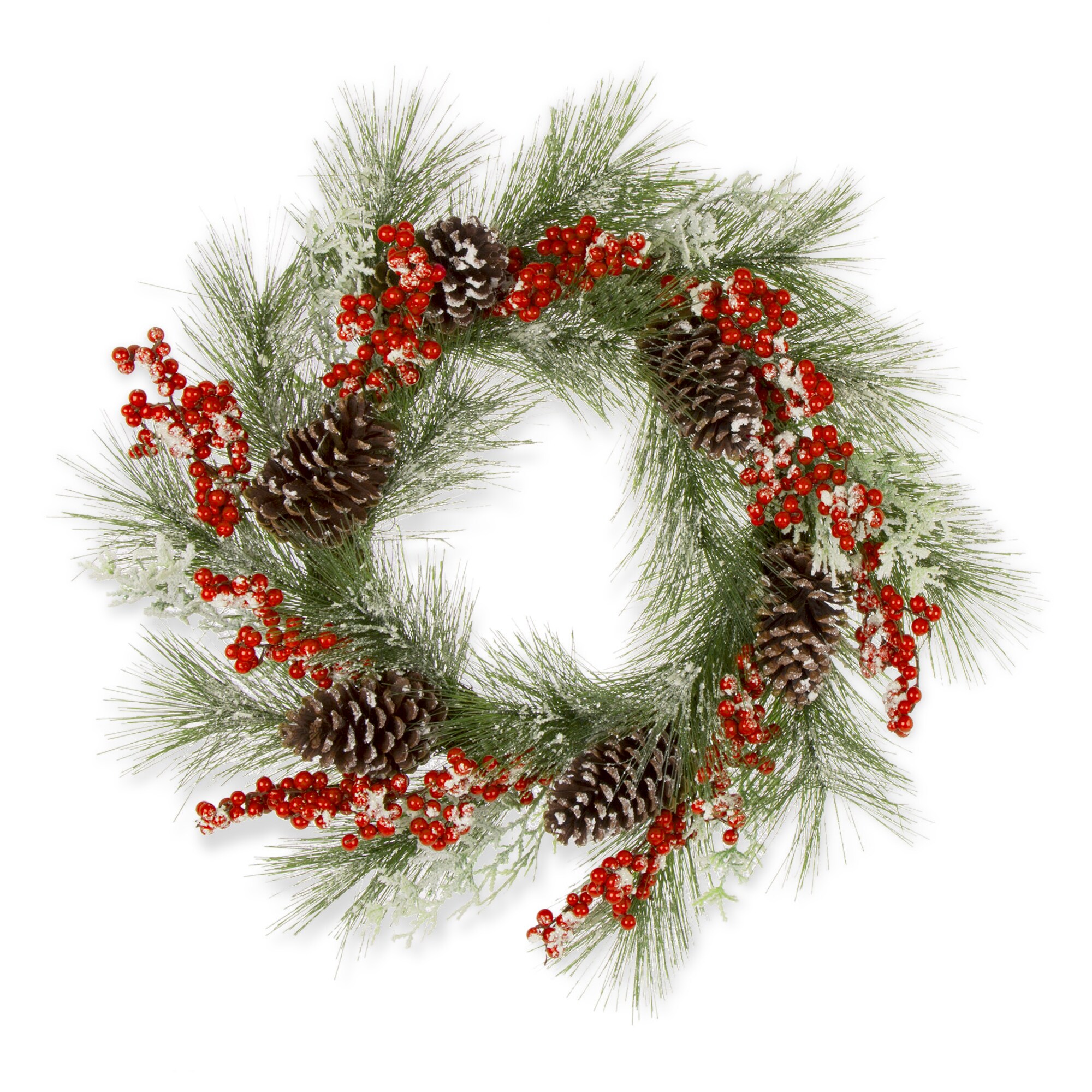 Glitzhome GH1105203324 24-in Indoor Multi Pinecones Artificial Christmas Wreath