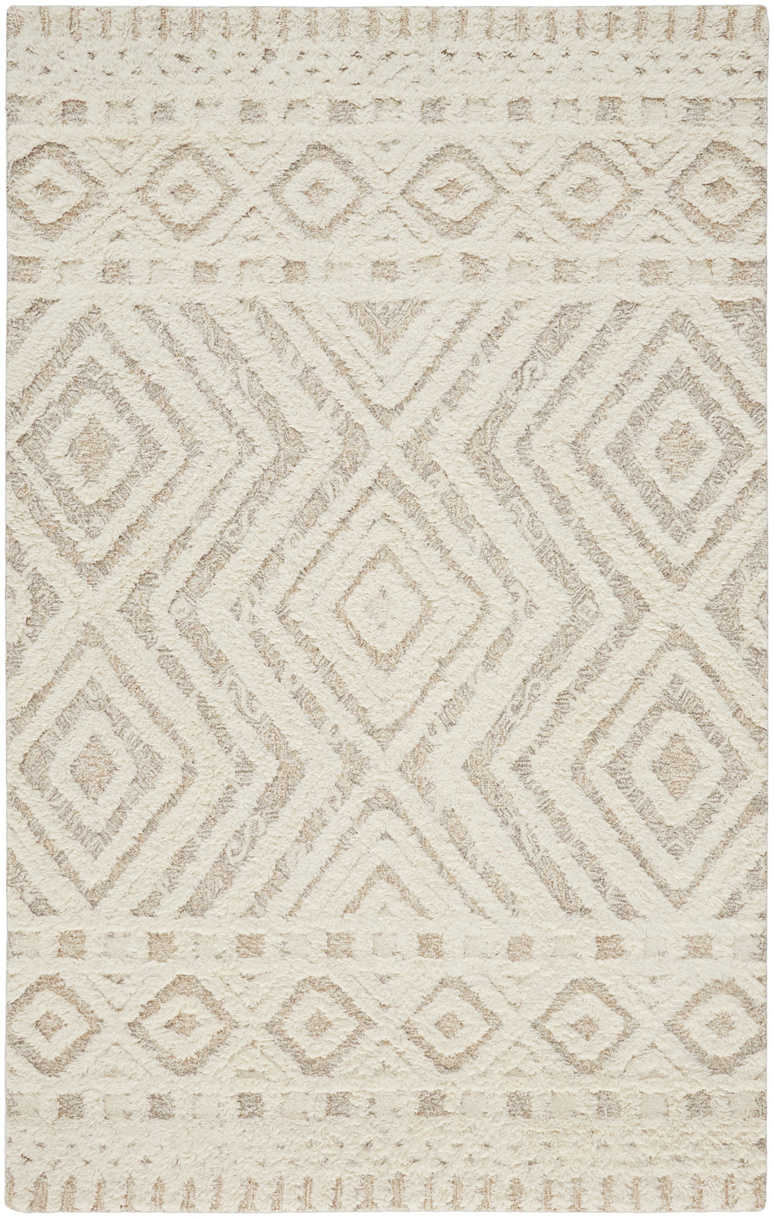 Handmade Geometric Blue Wool 27" Tufted Easy-Care Rug