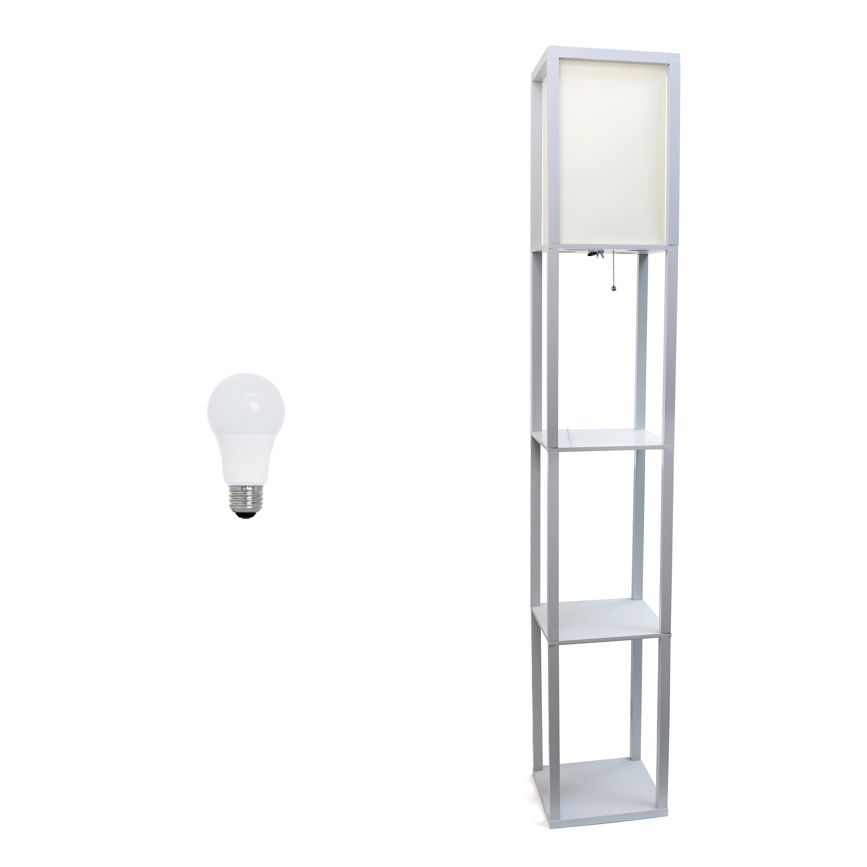 Lalia Home LHF-3004-GY-LB Classix 62.5-in Gray Shelf Floor Lamp with Linen Shade