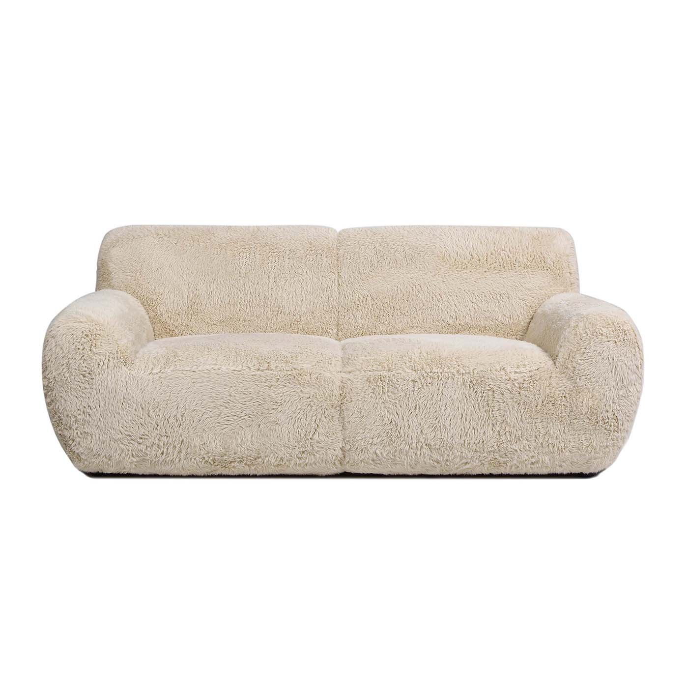 Jennifer Taylor Home LMHN-3-64300 Summit 83-in Modern Cream Beige Faux Fur 3 -seater Sofa