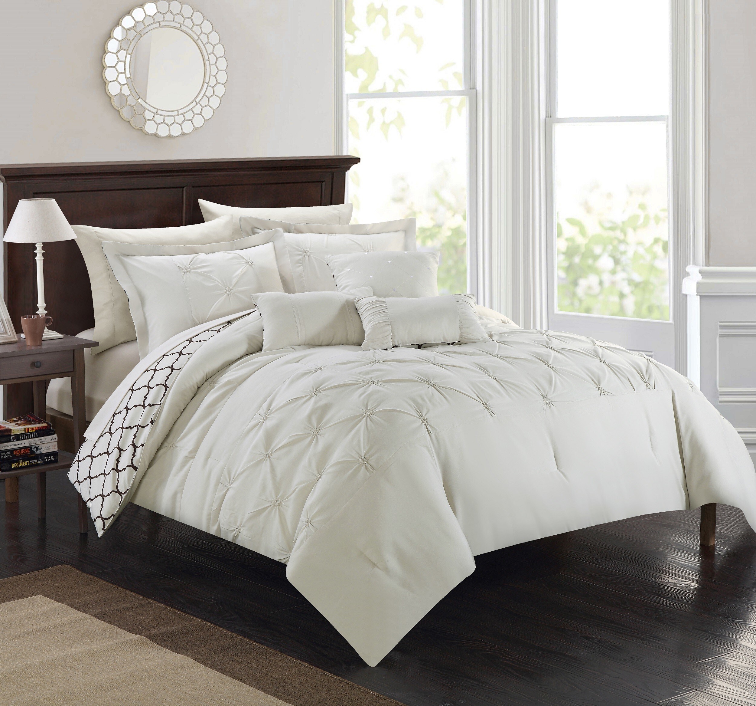 Chic Home Design Dorothy 10-Piece Beige Queen Comforter Set in the Bedding  Sets department at