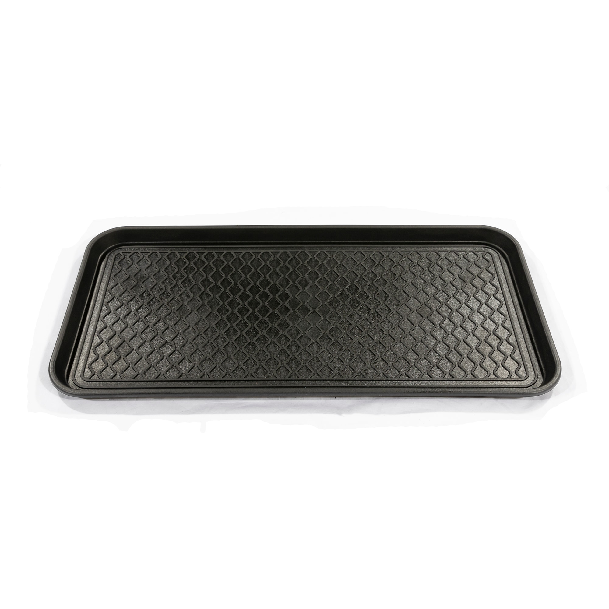 Ottomanson 1-ft x 3-ft Black Rectangular Indoor or Outdoor Decorative Boot  Tray in the Mats department at