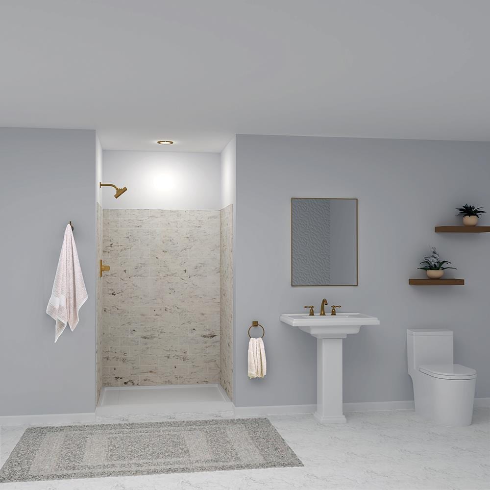 Transolid SWK483672-49 SaraMar 48-in W x 36-in D x 72-in H Sand Creme 3.0 -Piece Glue Up Alcove Shower panel kit