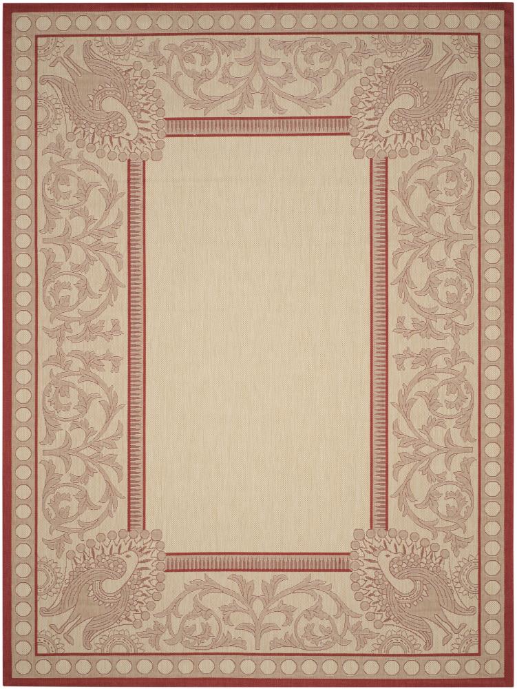 Safavieh CY2965-3701-6 Courtyard Abaco 7 x 10 (ft) Loomed Polypropylene Natural/Red Rectangular Indoor/Outdoor Border Coastal Area rug