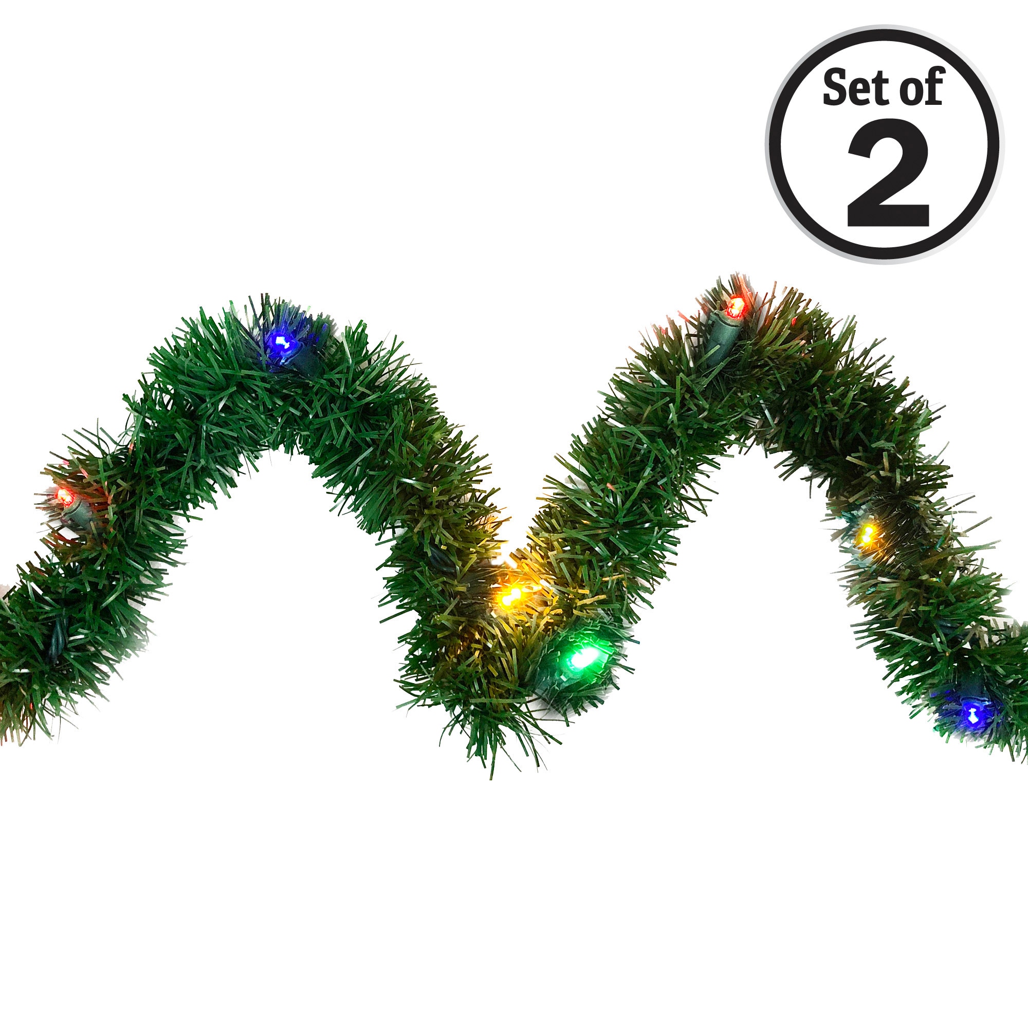 Brite Star 74-440-20 Indoor/Outdoor Pre-lit Battery-operated 36-Feet Pine Artificial Garland with Multicolor LED Lights