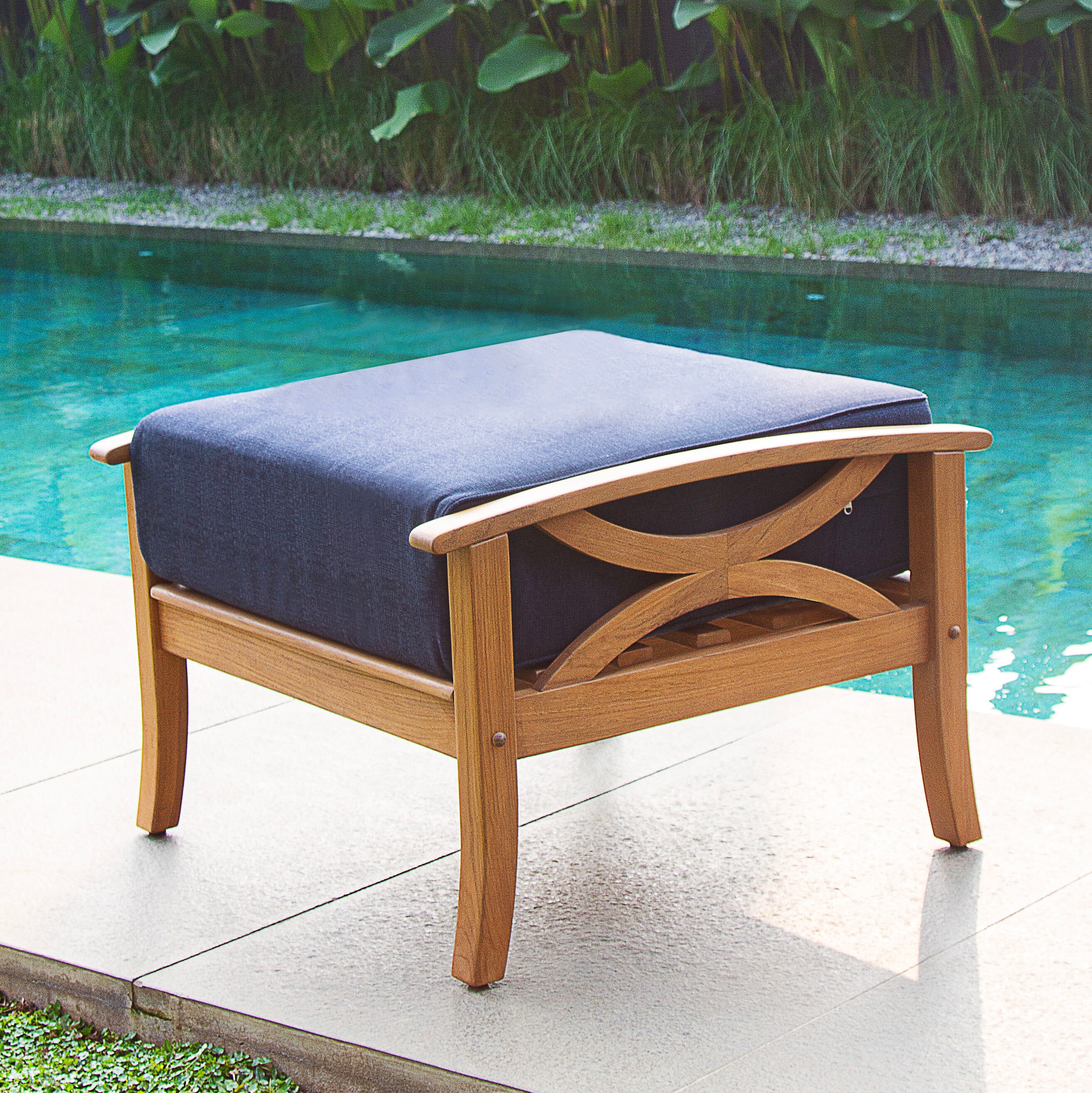 Cambridge Casual 280359-TW-XX-NV-XX Chester Natural Teak Wood Ottoman