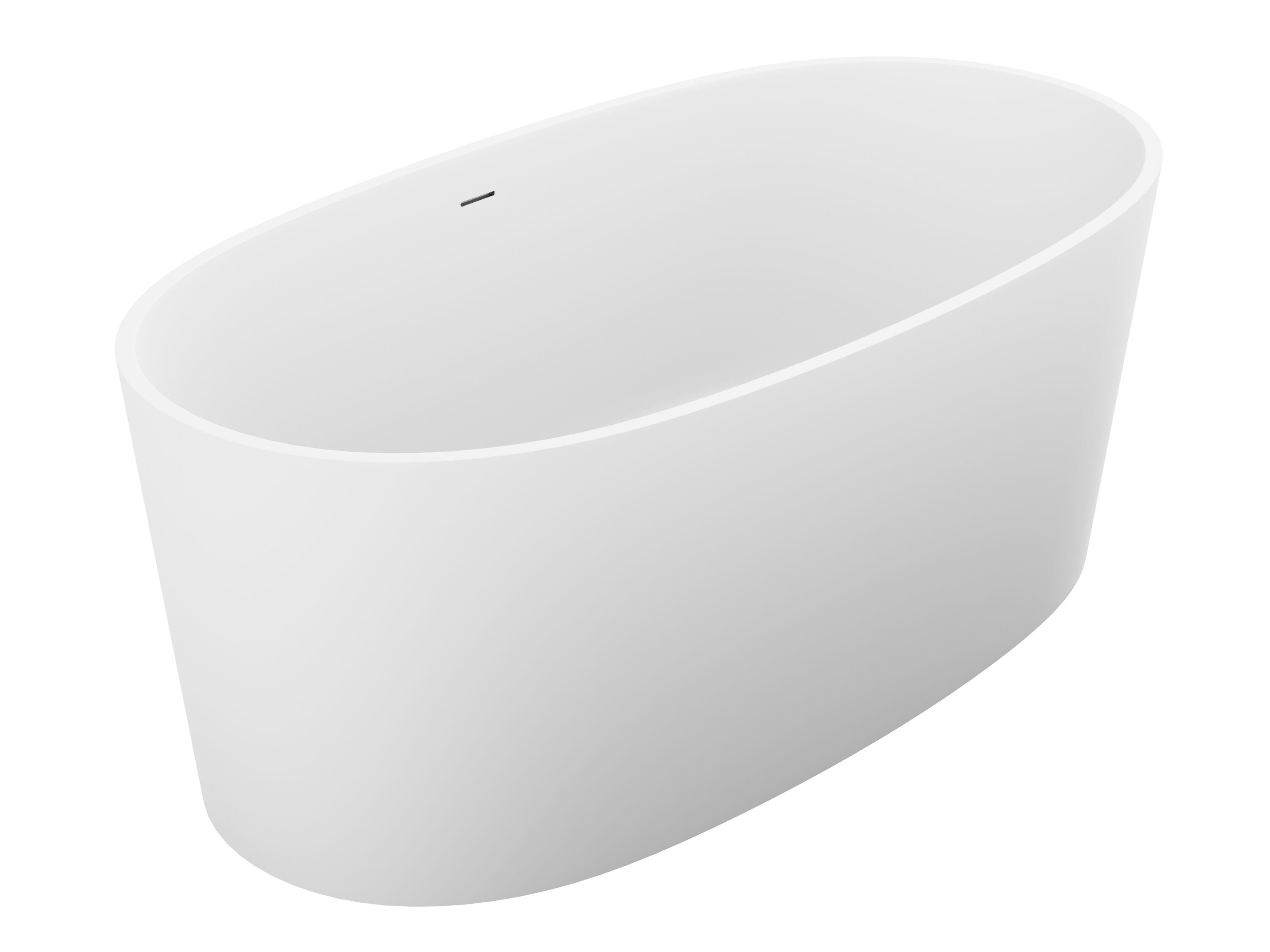 ANZZI FT-AZ505 Roccia Series 31.2-Inches x 61.4-Inches Matte White Solid surface Oval Freestanding Soaking bathtub Drain ( Center Drain )