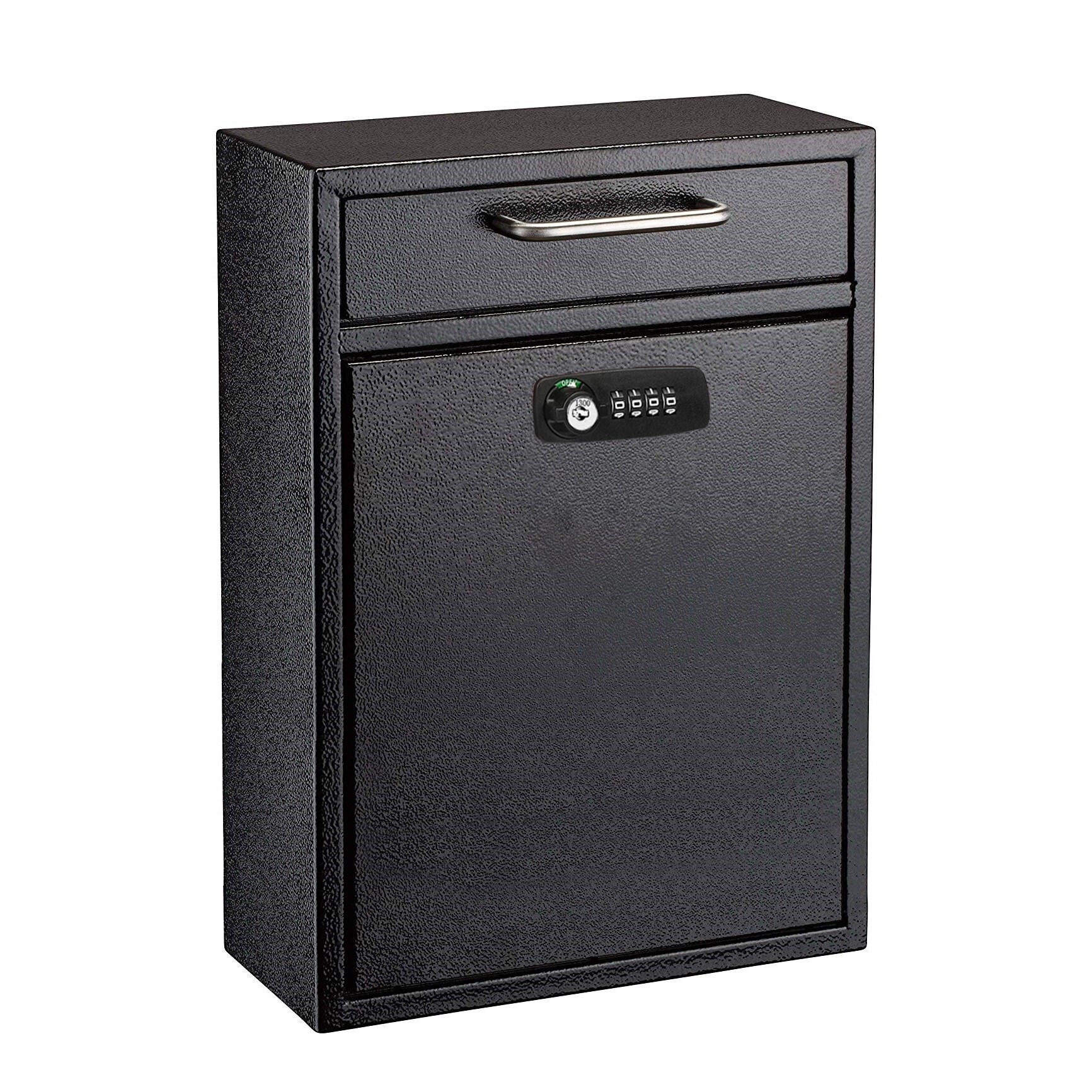 AdirOffice 631-04-BLK-KC Wall Mount Black Metal Lockable Mailbox
