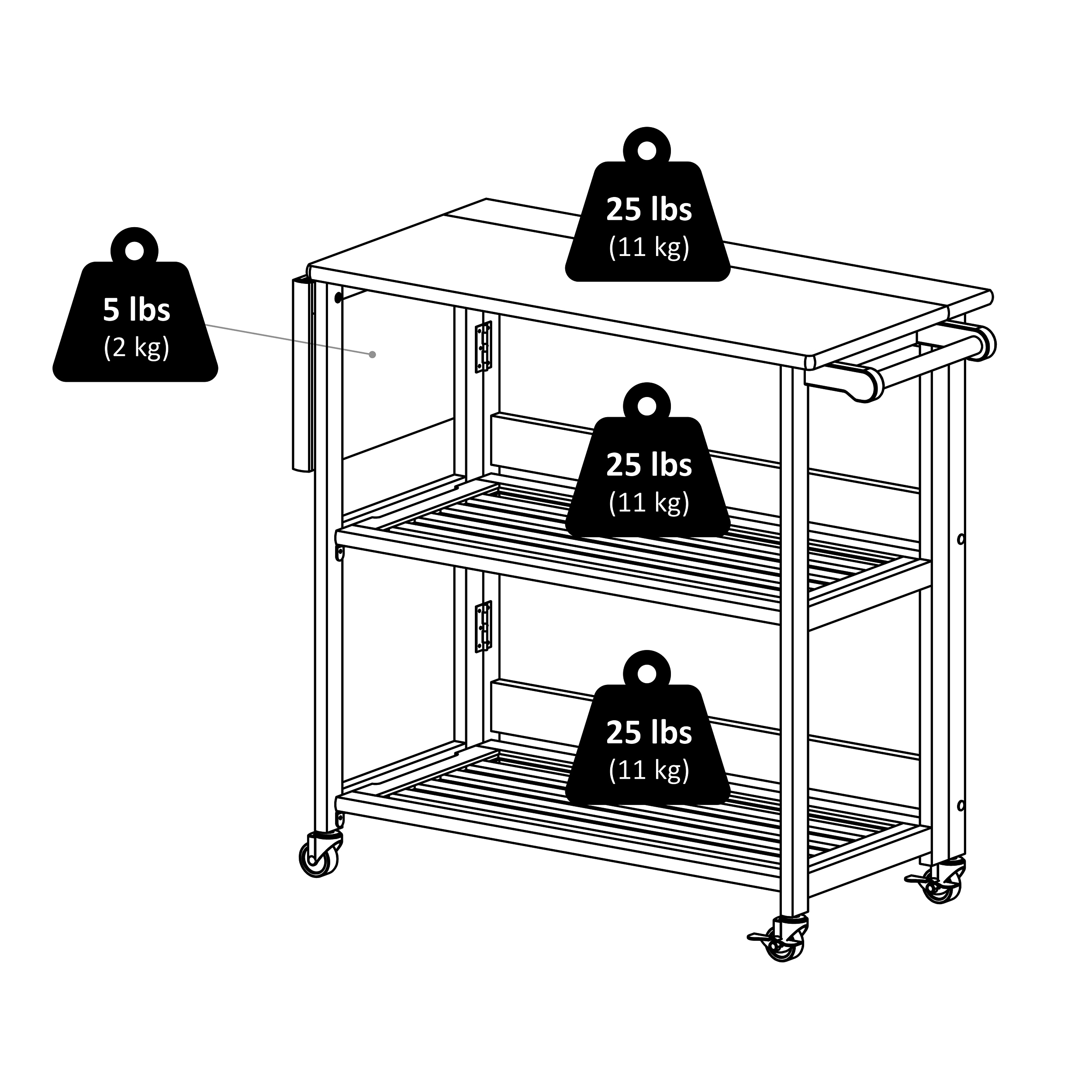 Winsome Wood Brown Wood Base With Wood Top Rolling Kitchen Cart 17 2   42436549 