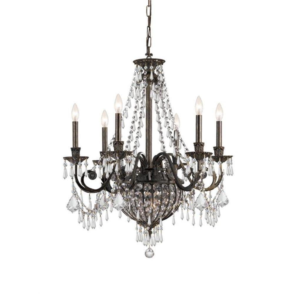 English Bronze and Crystal 6-Light Victorian Chandelier