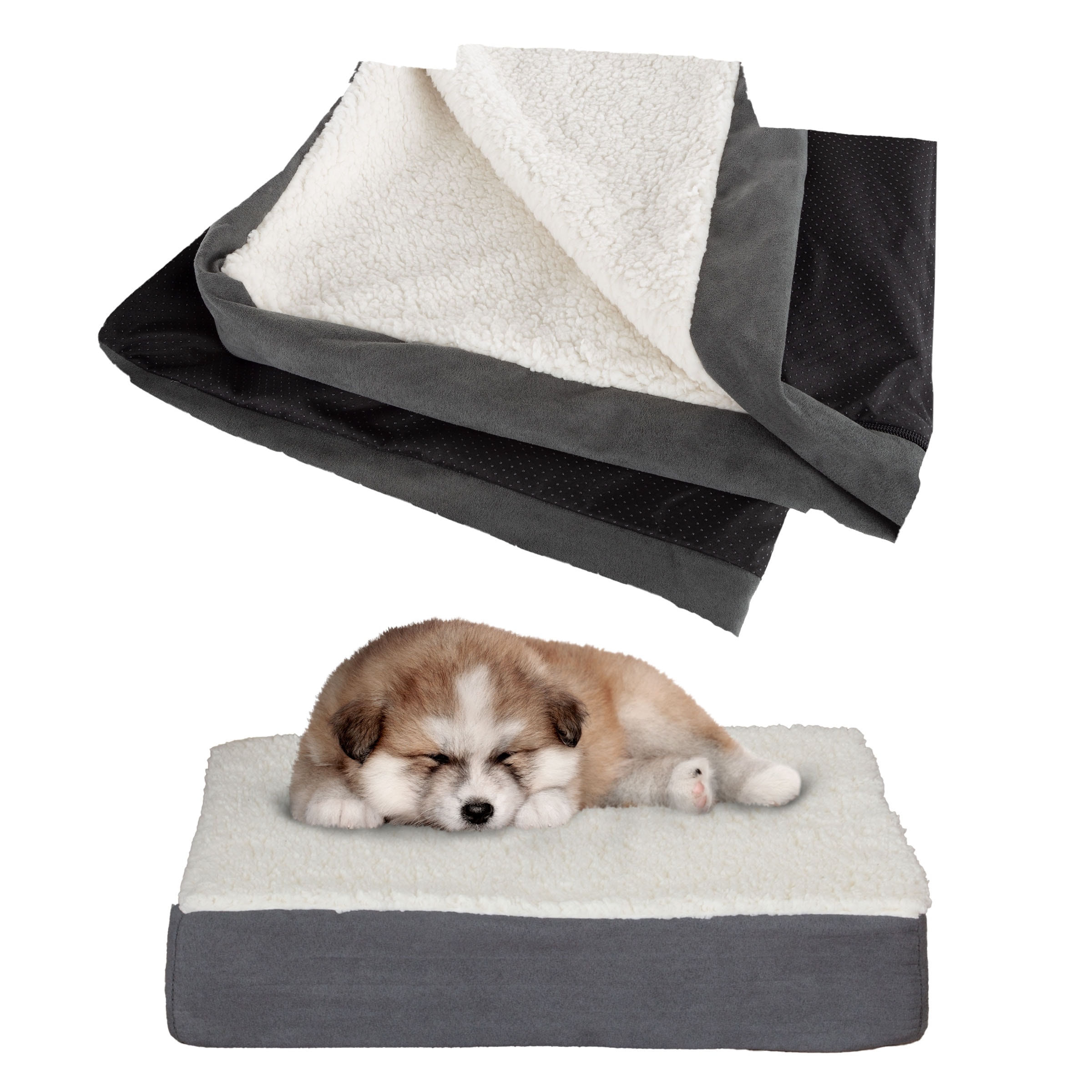 PETMAKER PET5088COVG Rectangular Gray Polyester Orthopedic Dog/Cat Bed ( Small )