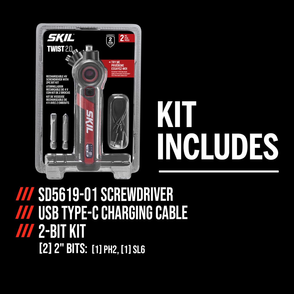 SKIL 4V Rechargeable Screwdriver with Pivot Grip with Magnetic Bit Storage  