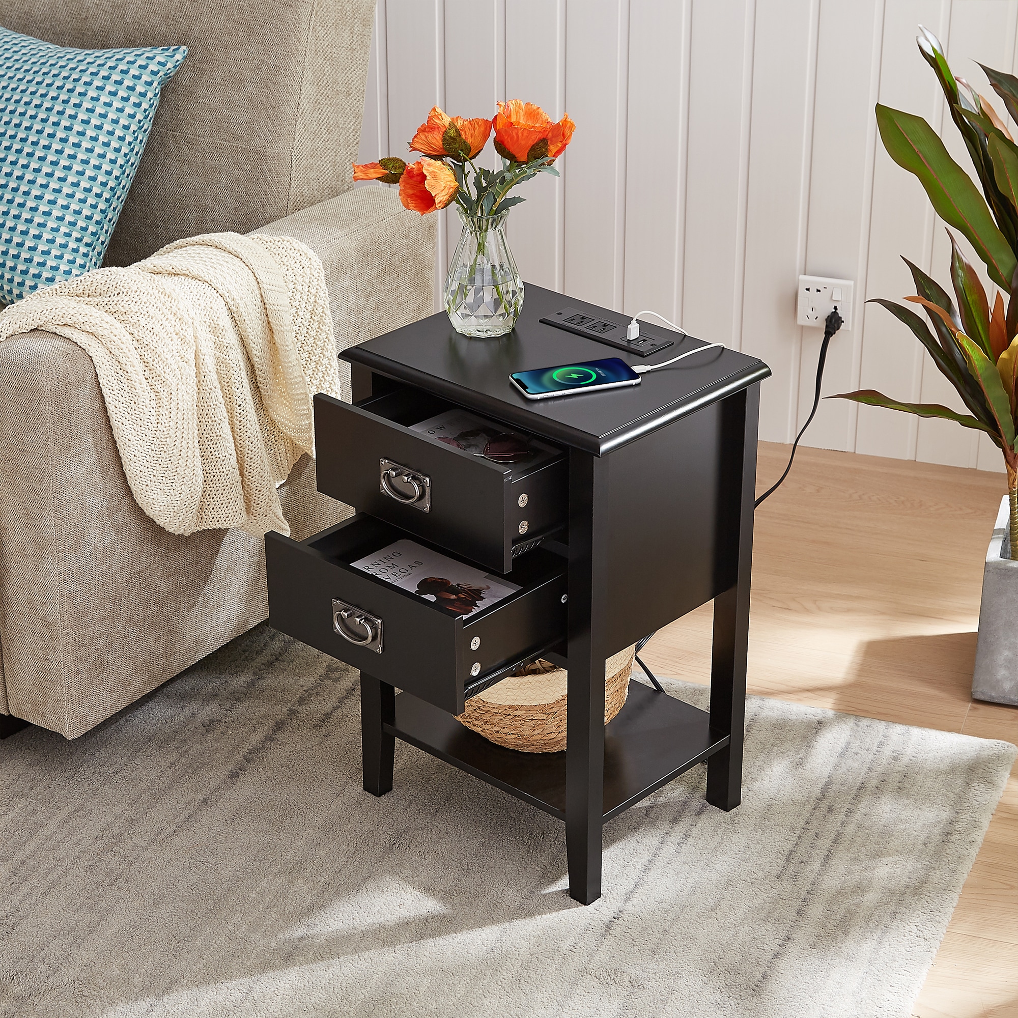Vecelo LOE-HD-CNS14-BLK-A2 nightstands - View #6