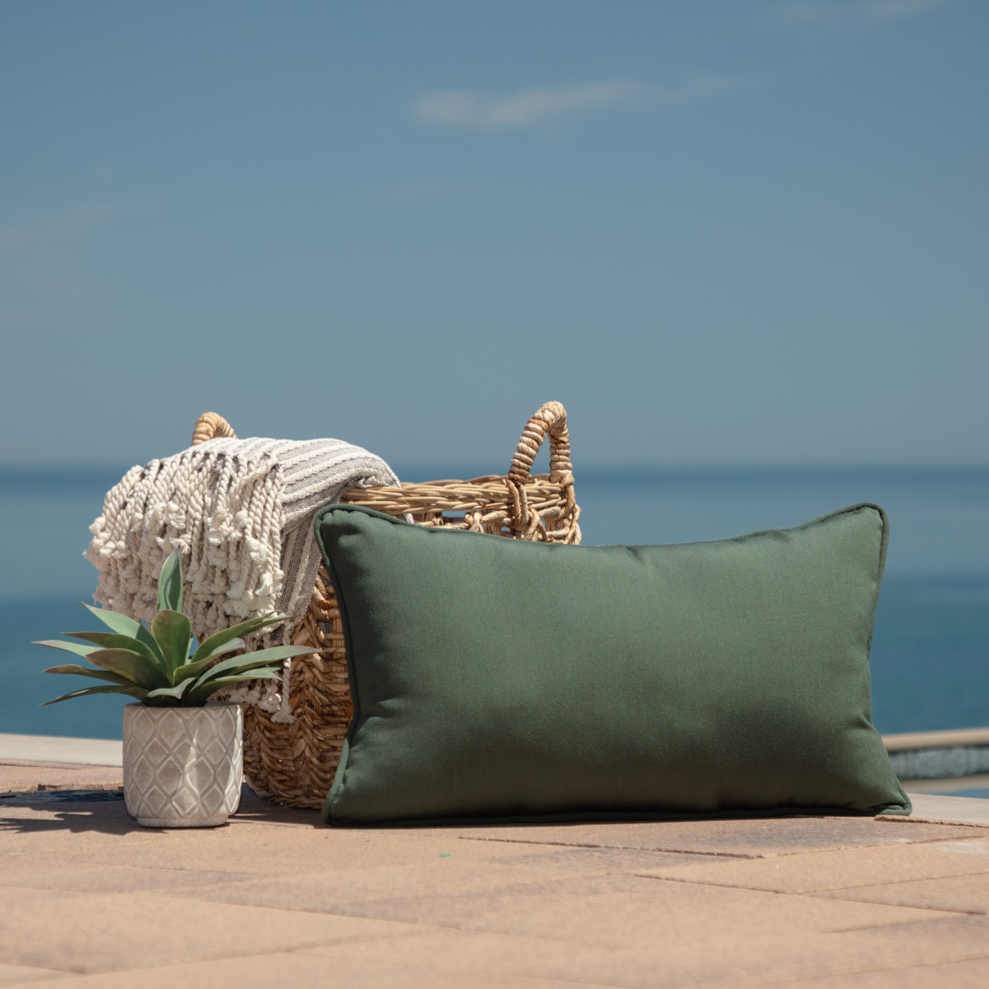 Oasis Green Lumbar Pillow