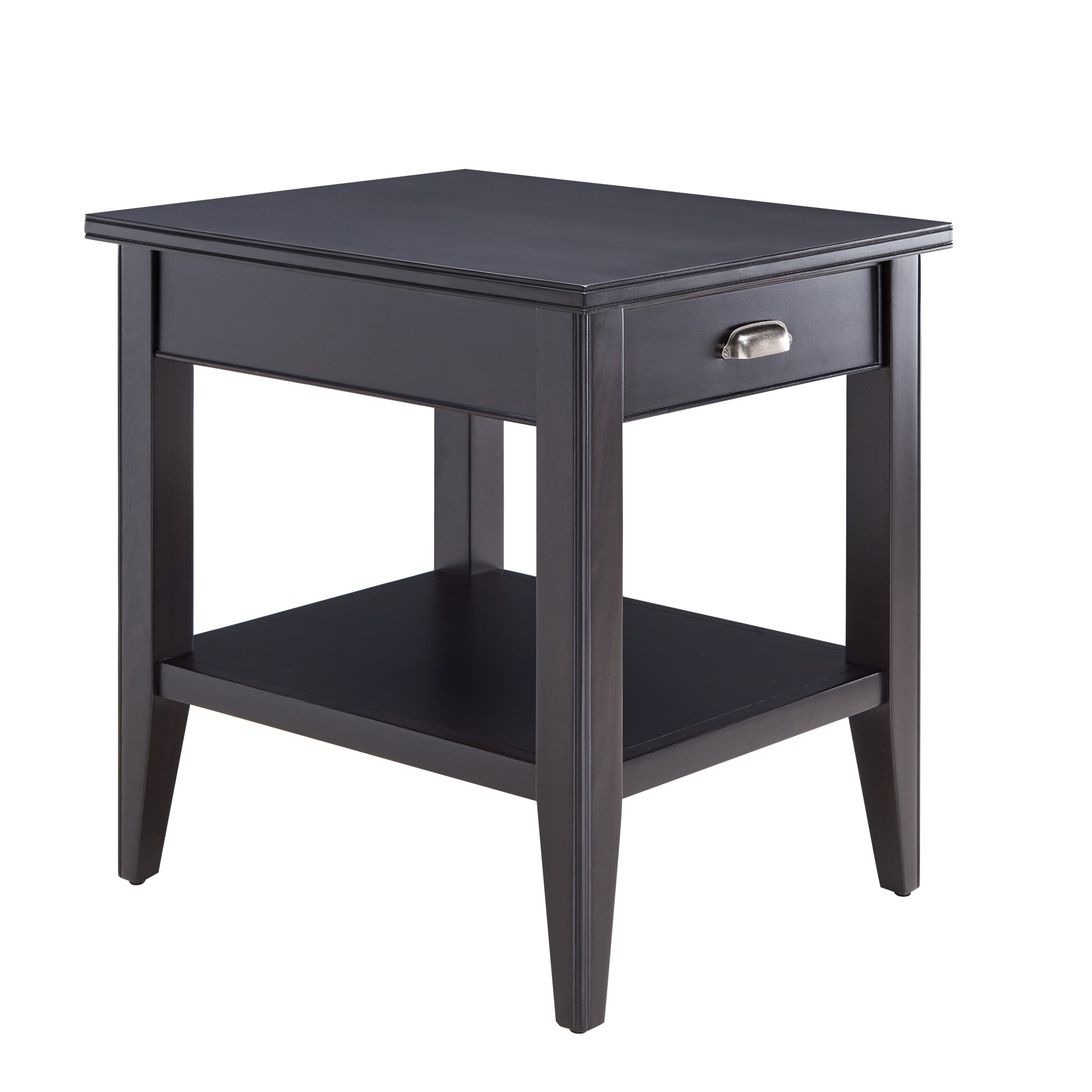 Leick Home 10507-BK Laurent 20-in W x 24-in H Black Wood Rectangular Midcentury End Table with Storage Assembly Required