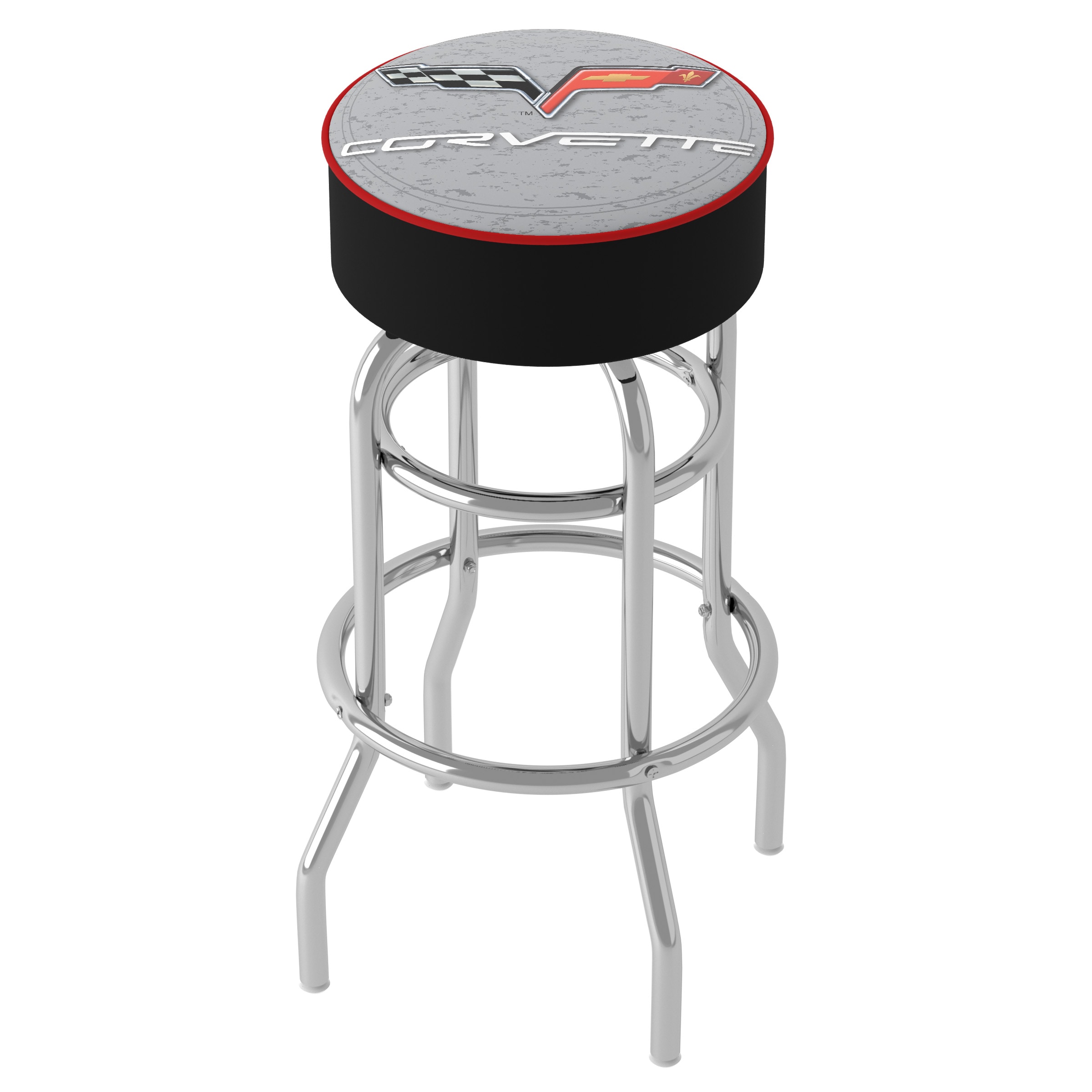 Trademark Gameroom GM1000S-C6-COR Bar Stools Red/Chrome 2 5-in H Bar height Upholstered Swivel Metal Backless Bar Stool
