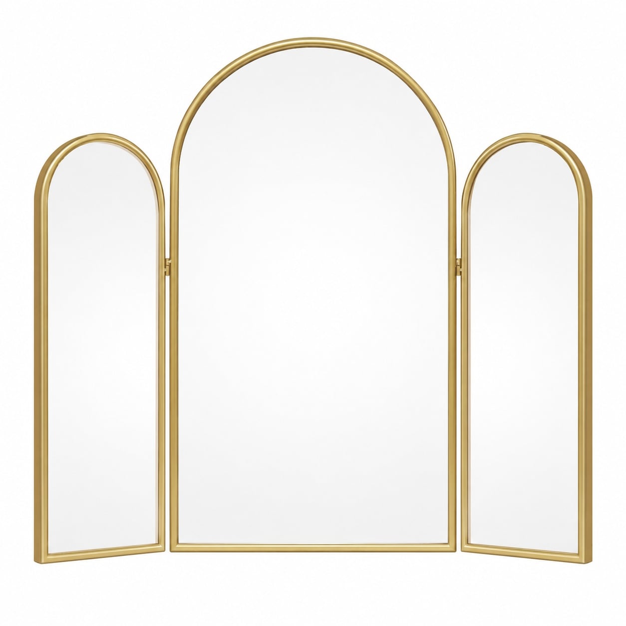 Aoibox -  37 x 30 Inch Gold Arched Tri Fold Vanity Mirror with Metal Frame for Bathroom Bedroom a...