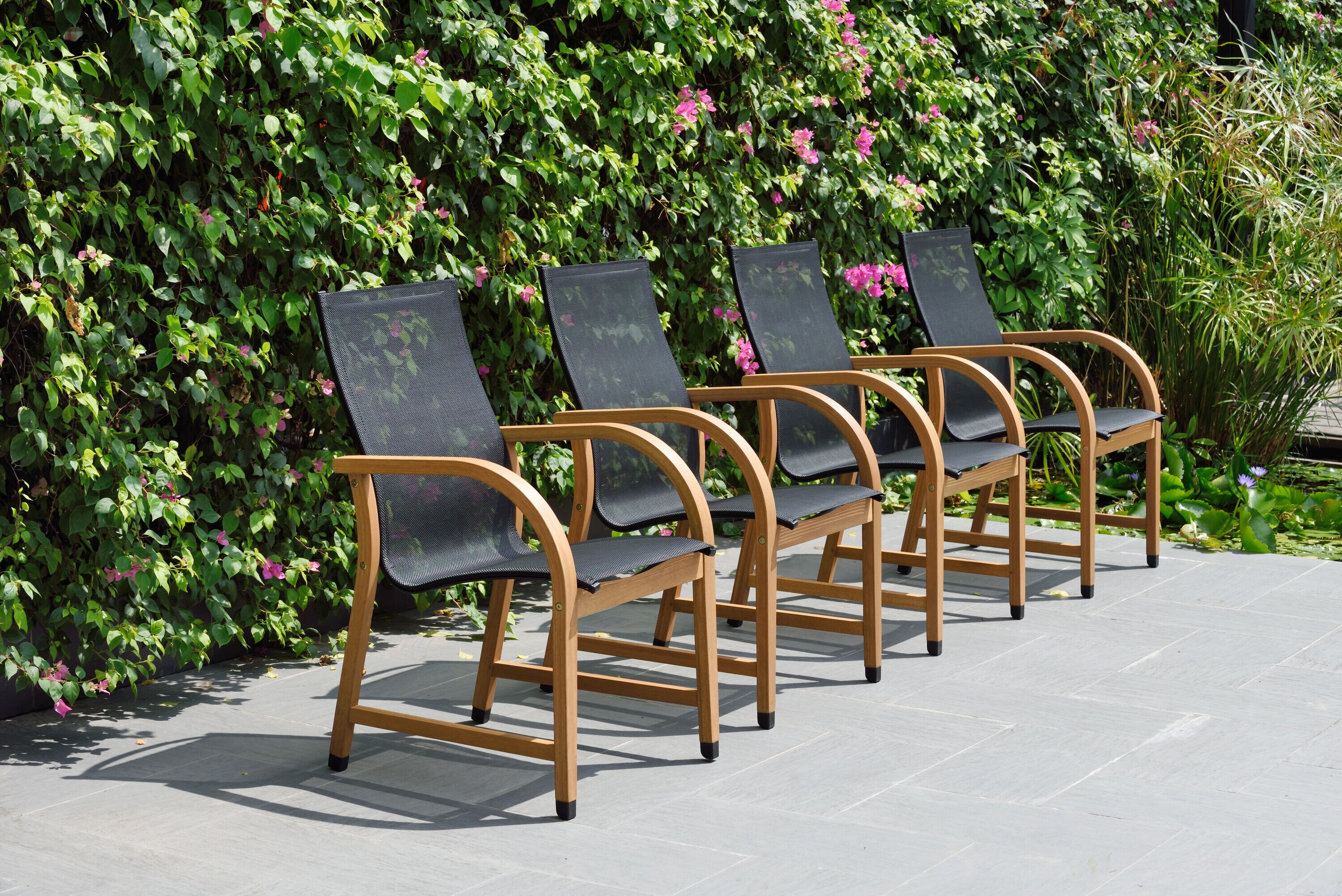Amazonia LWS4MANHALTBLK  Set of 4 Stationary Dining Chair with Solid Seat