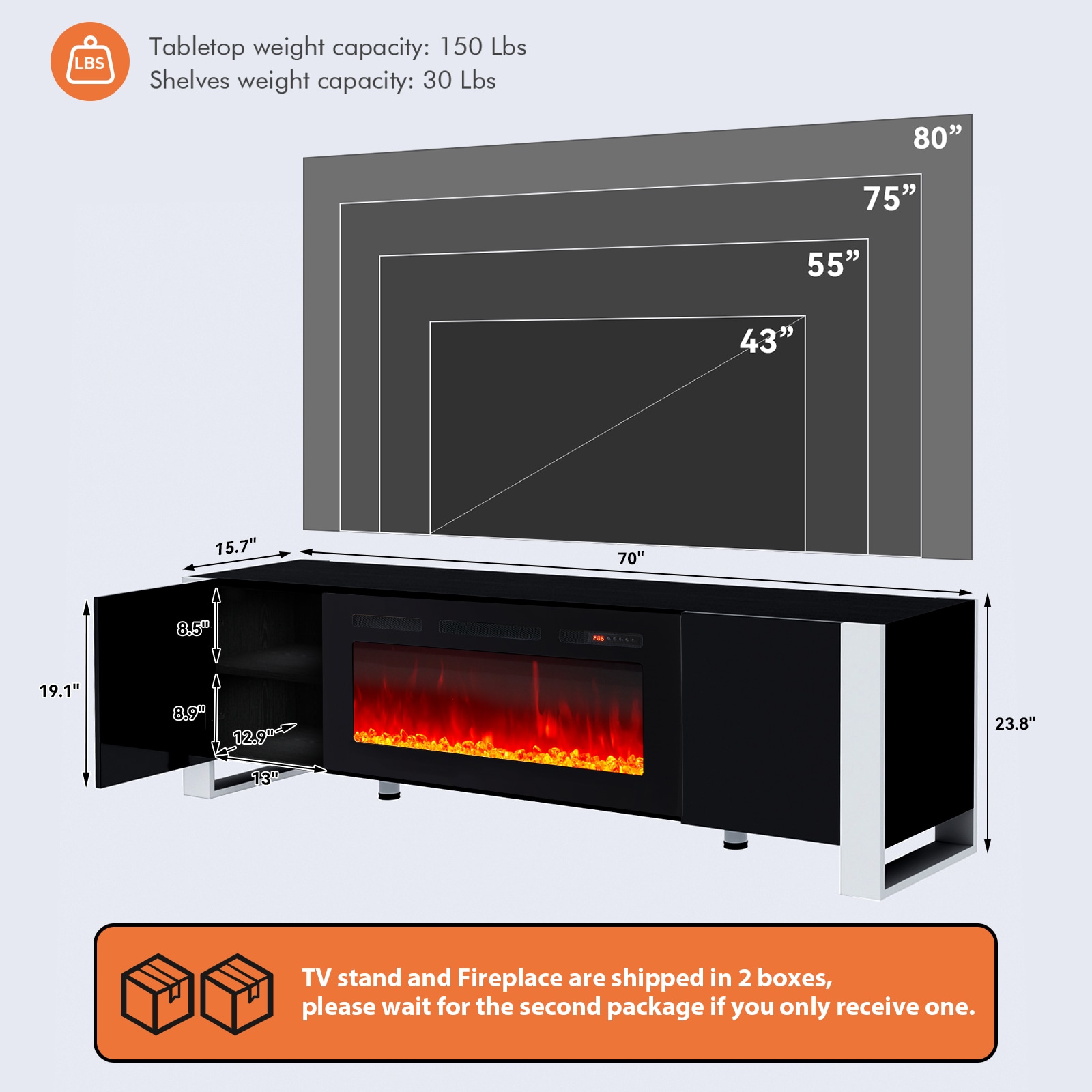 AOXUN AX-30970B Electric-Fireplaces - View #7