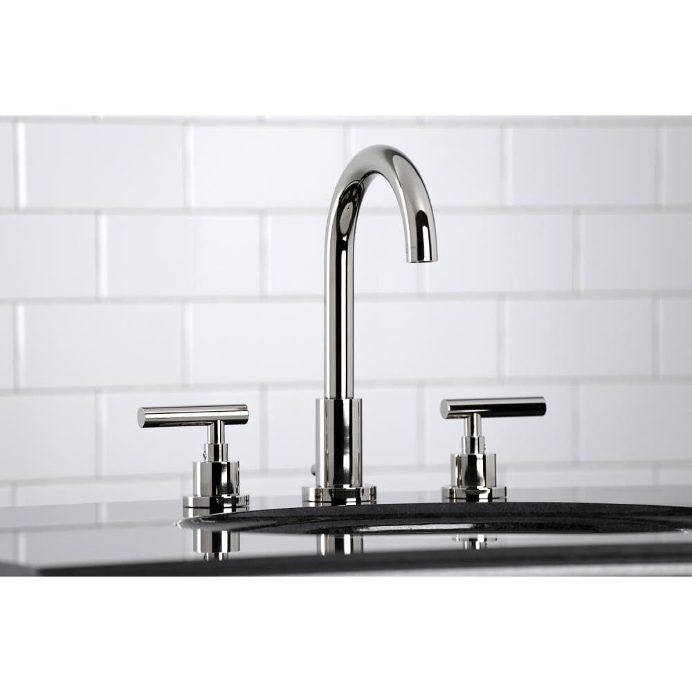 Kingston Brass Manhattan Polished Nickel Widespread 2 Handle Bathroom Sink Faucet With Drain At 4552