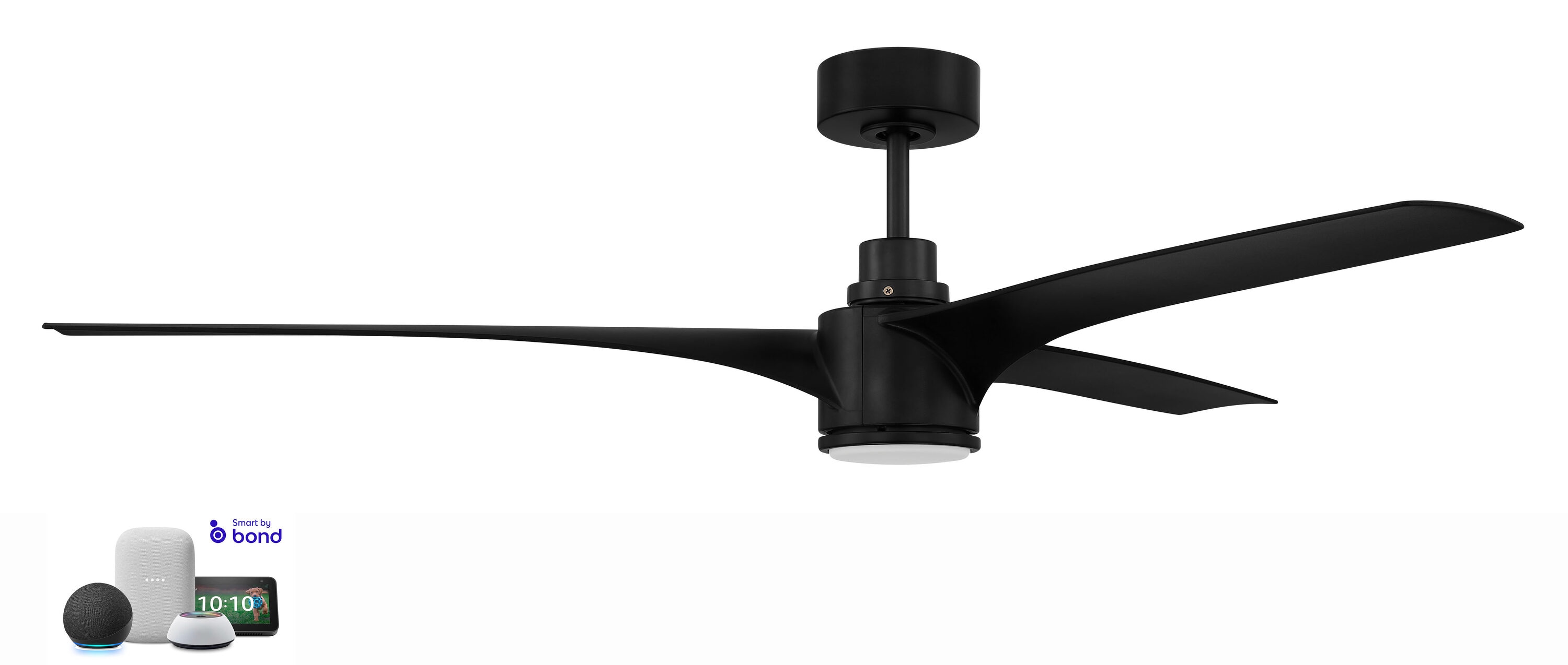 WELLFOR Smart WIFI Control Dimmable Ceiling Fan 52-in Jet Black with Dark Wood Blades LED Indoor Smart Ceiling Fan with Light and Remote (3-Blade) GYH28-1059-3WH Sansujyuku sansujyuku.com