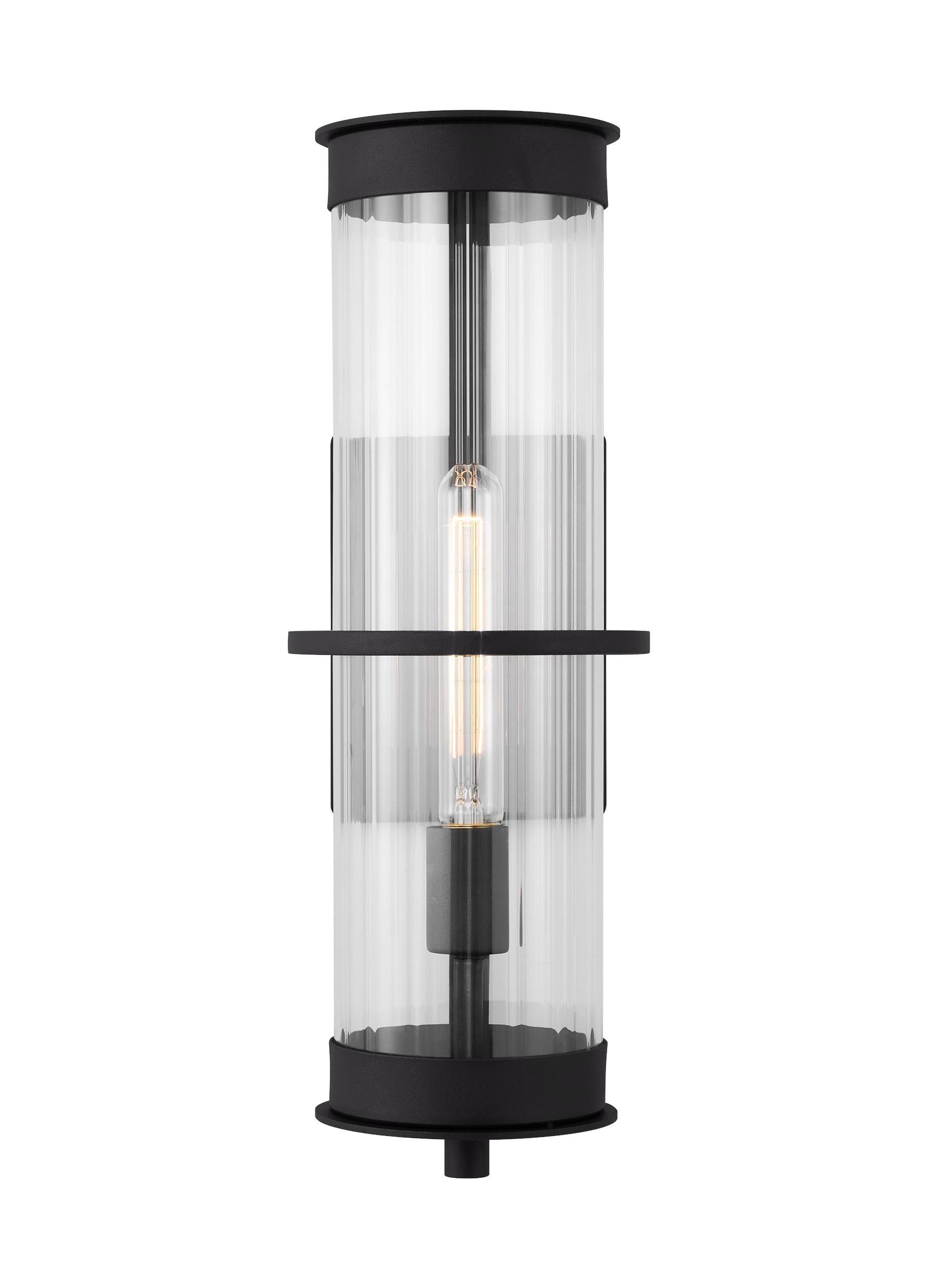 Alcona Black Bronze Outdoor Wall Lantern with Clear Fluted Glass