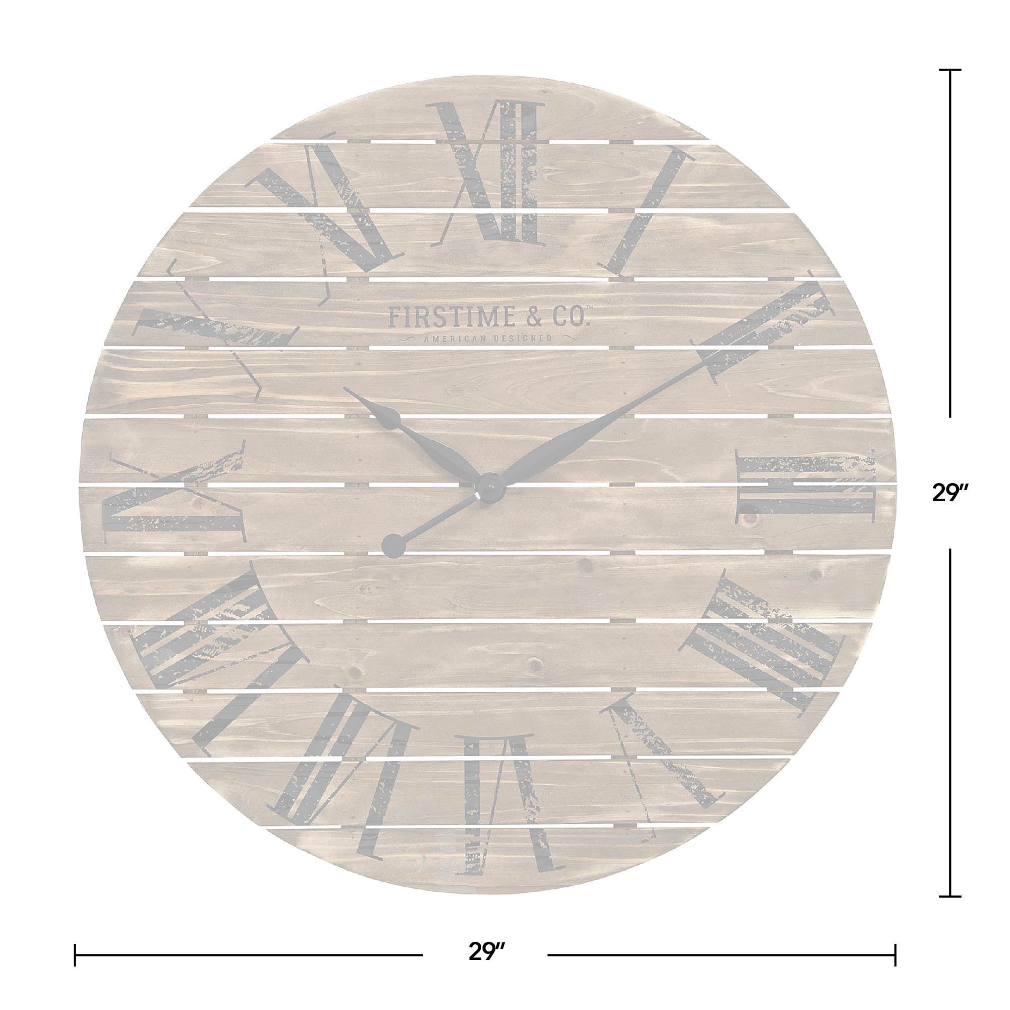 FirsTime And Co Brown Farmhouse Planks Clock 29 In Round Wood Indoor   44099864 