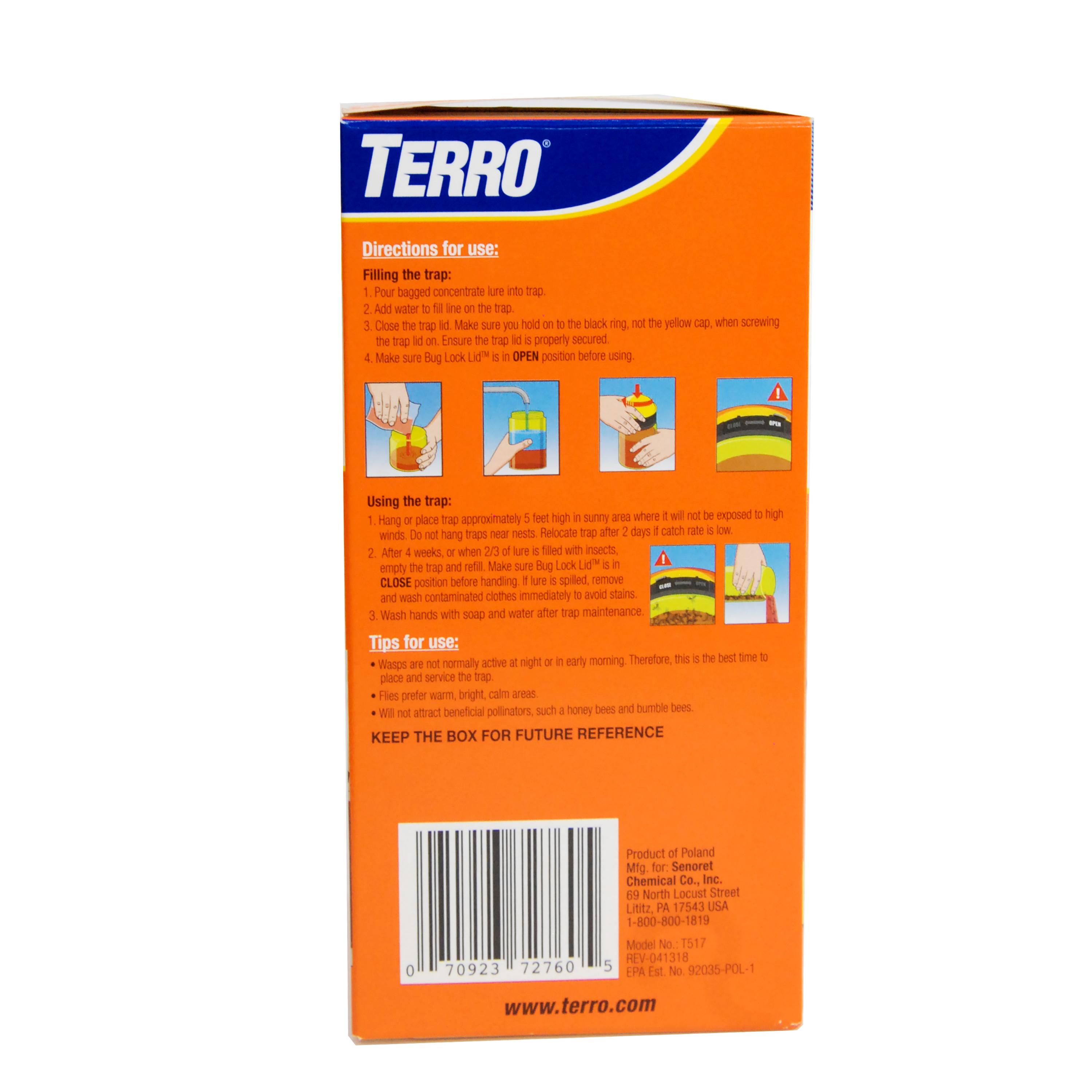 TERRO T515 Wasp and Fly Trap, Liquid, Vinegar, 14 fl-oz