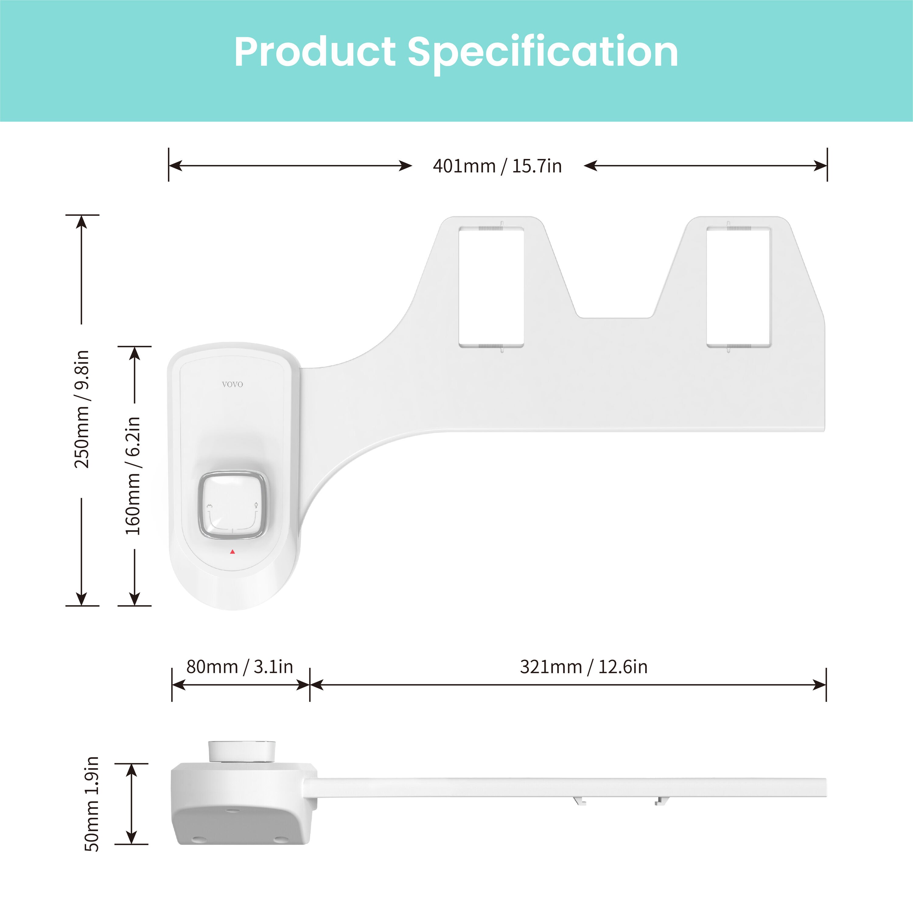 VOVO Stylement Non-Electric Bidet Attachment in White, Metal