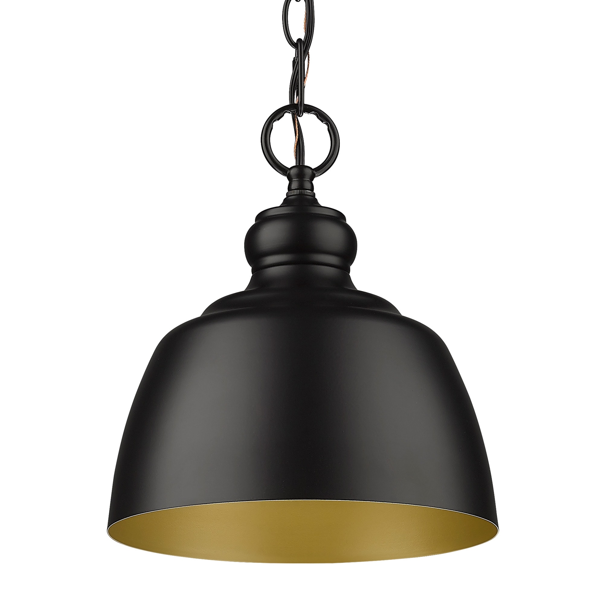Holmes Matte Black Mini Pendant Light with Bronze Accents