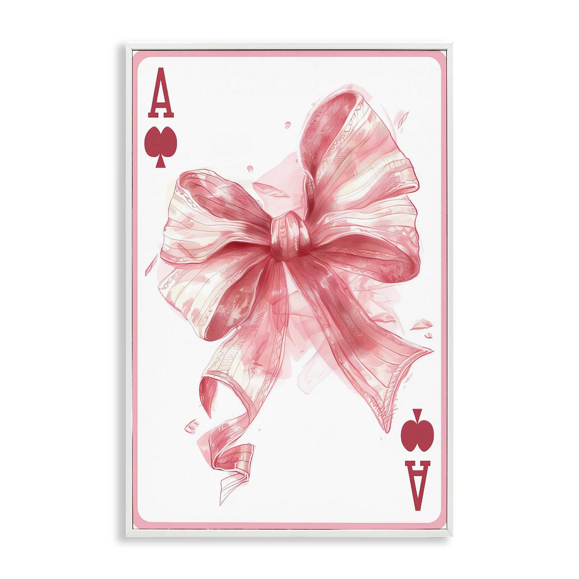 Stupell Industries BT-675-WFR-20X30 Pastel Bow Playing Card Framed Giclee design by LSR Design Studio