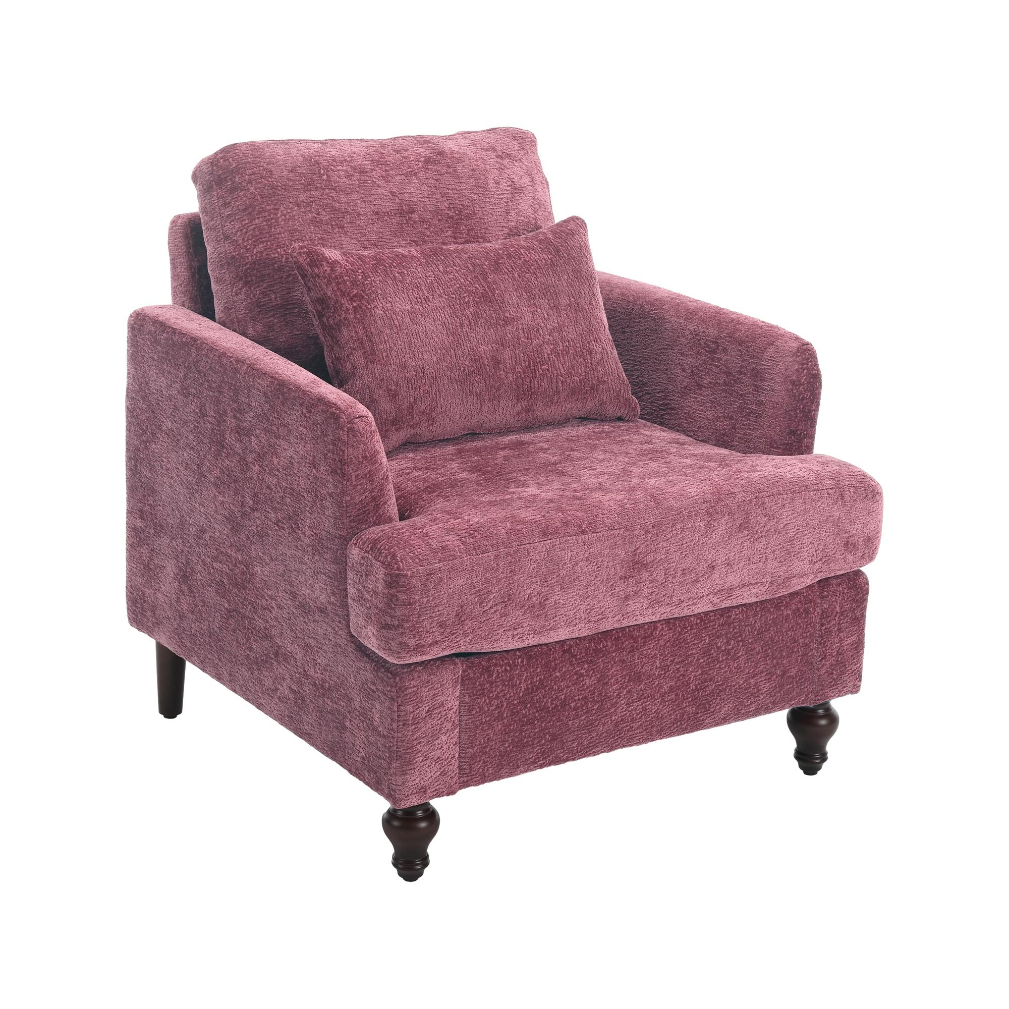 Bayfeve BF-151906-IN Leisure Single Chair Modern Wine Red Chenille Accent Chair