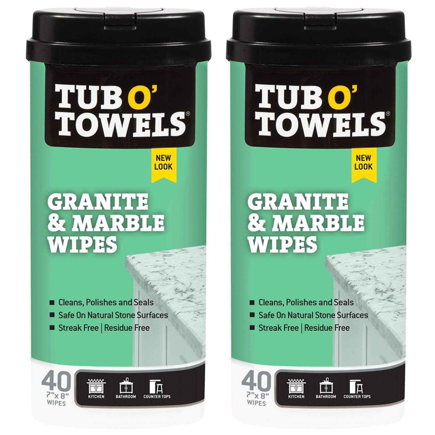 Tub O' Towels  Granite Tile Marble Cleaning Wipes 2-Pack (80 Count)