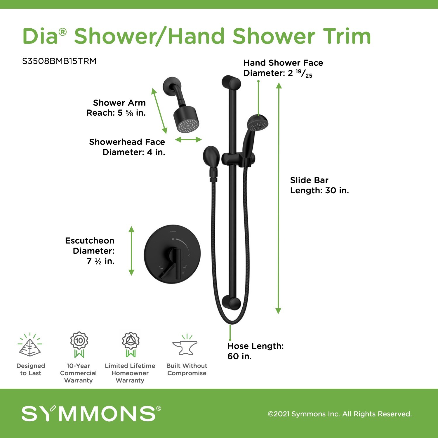 Symmons S3508BMB15TRM Tub-Shower-Faucets - View #2