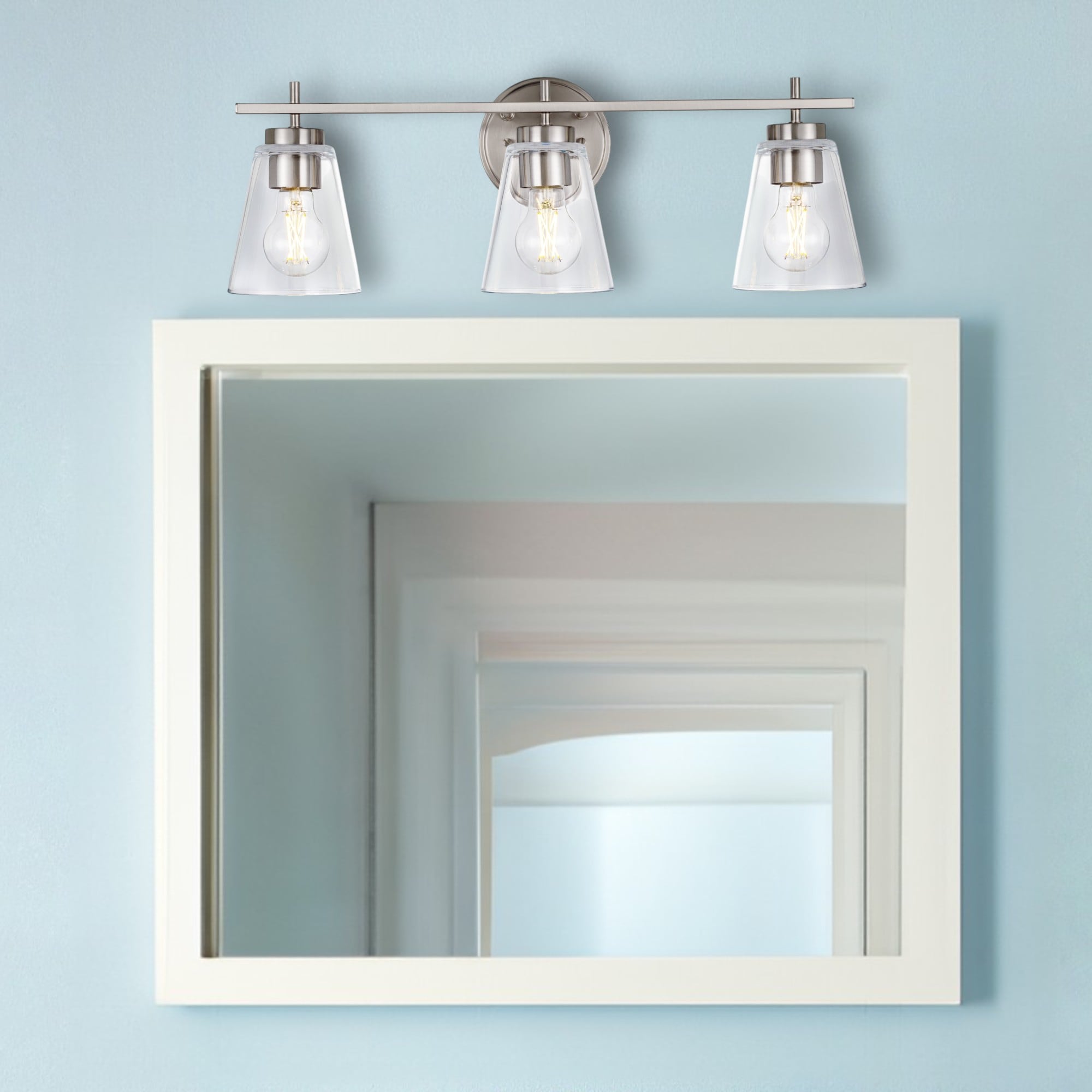 allen + roth EE70393A Ellsworth 22.83-in 3 -Light Brushed Nickel Transitional Vanity light