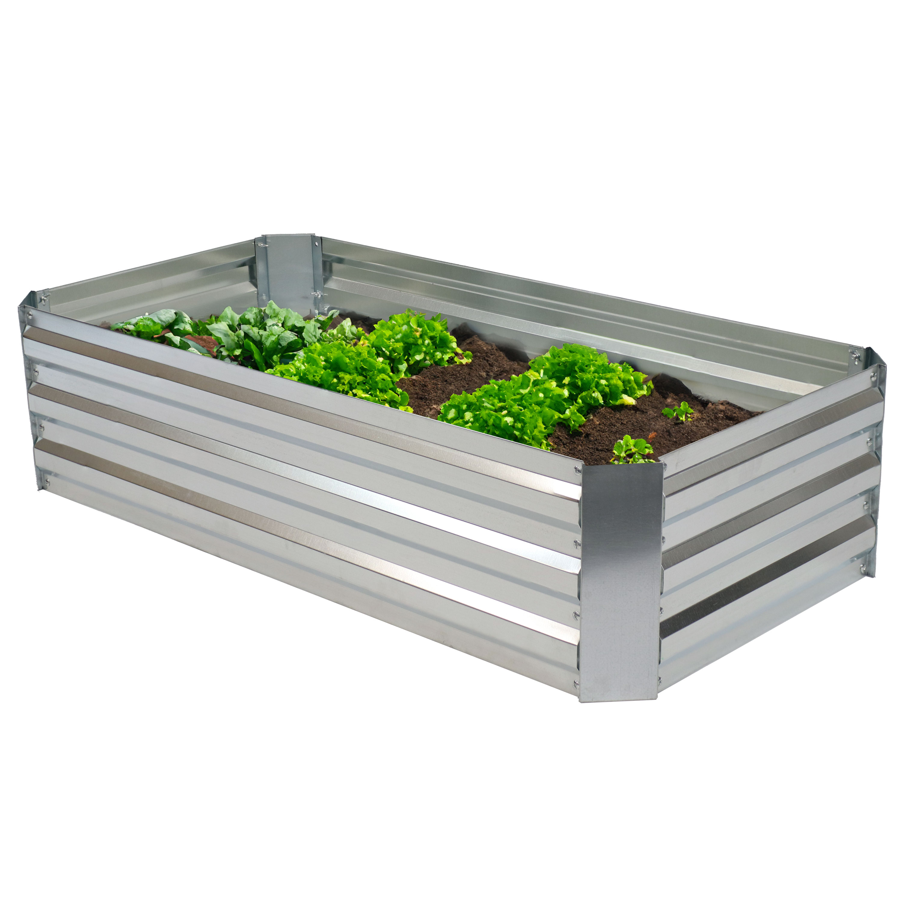 Sunnydaze Decor NPH-588 47-in W x 23-in L x 12-in H Elevated Silver Galvanized Metal Raised Garden Bed