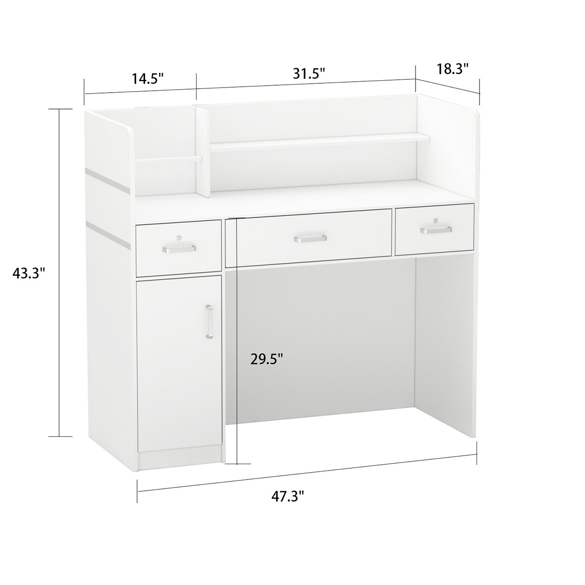 FUFU&GAGA Reception desk 47.2-in White Modern/Contemporary Reception ...