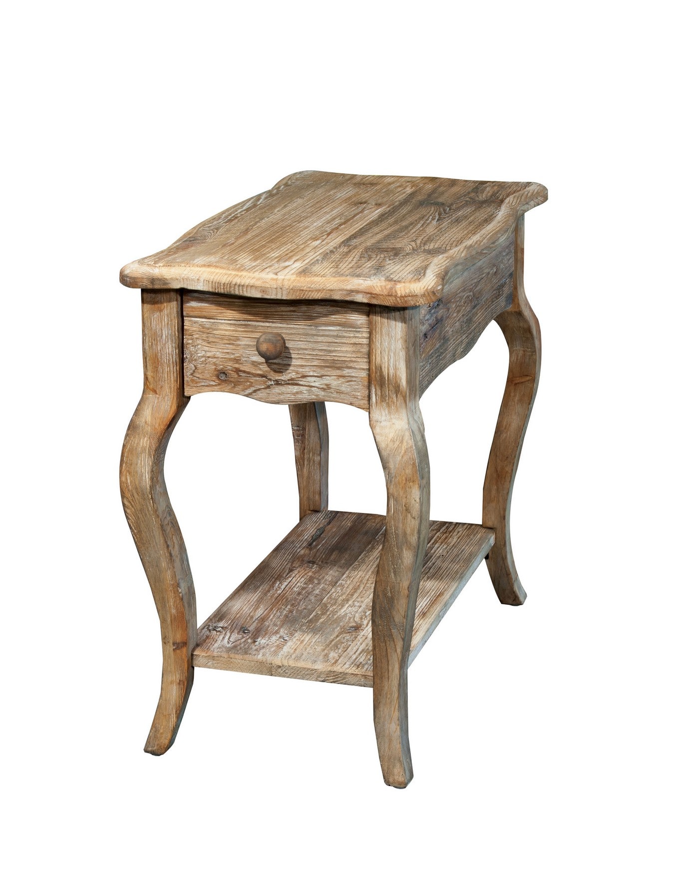 Alaterre Furniture ARSA1325 23-in W x 24-in H Natural Wood Rectangular Rustic End Table with Storage Assembly Required