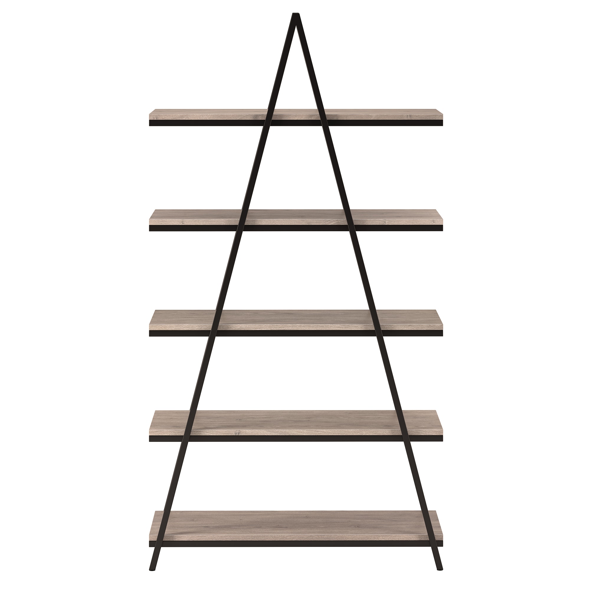 Conry 68'' Tall A-Frame Ladder Bookcase in Blackened Bronze/Antiqued Gray Oak